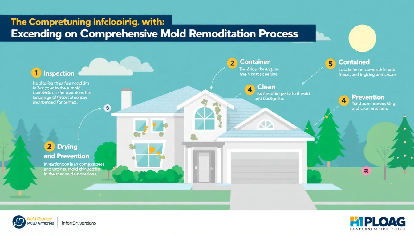 An illustration of the comprehensive mold remediation process.