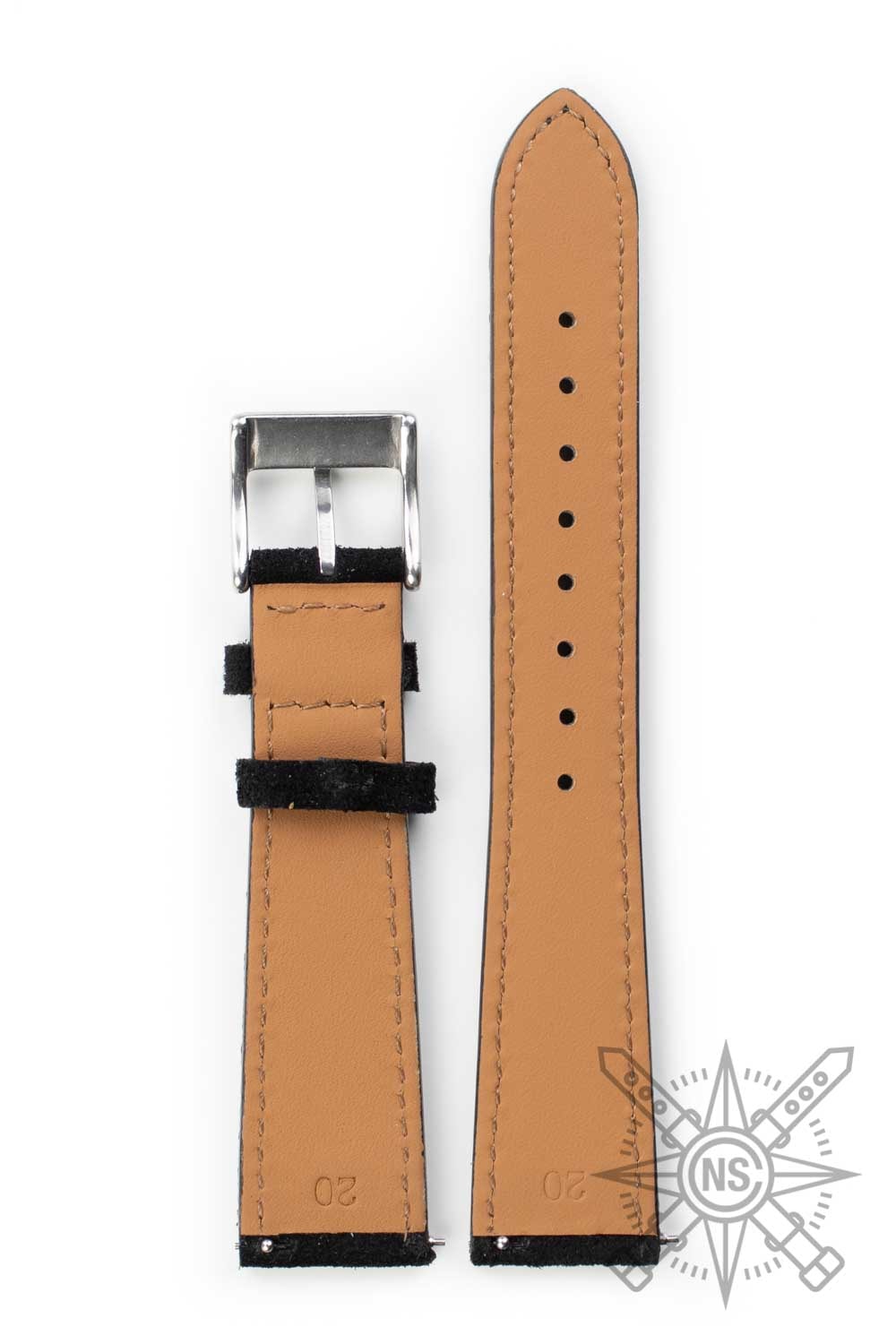 A suede brush and eraser used for maintaining suede watch straps.