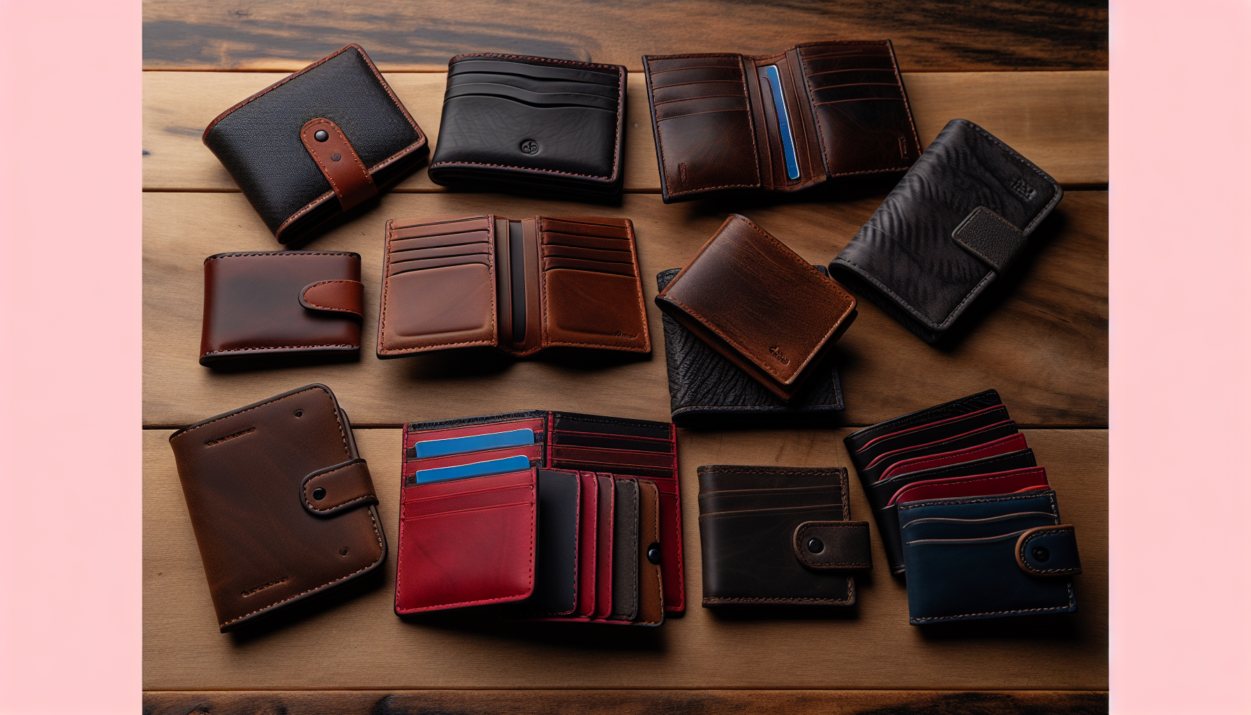 Various styles of leather wallets for dad