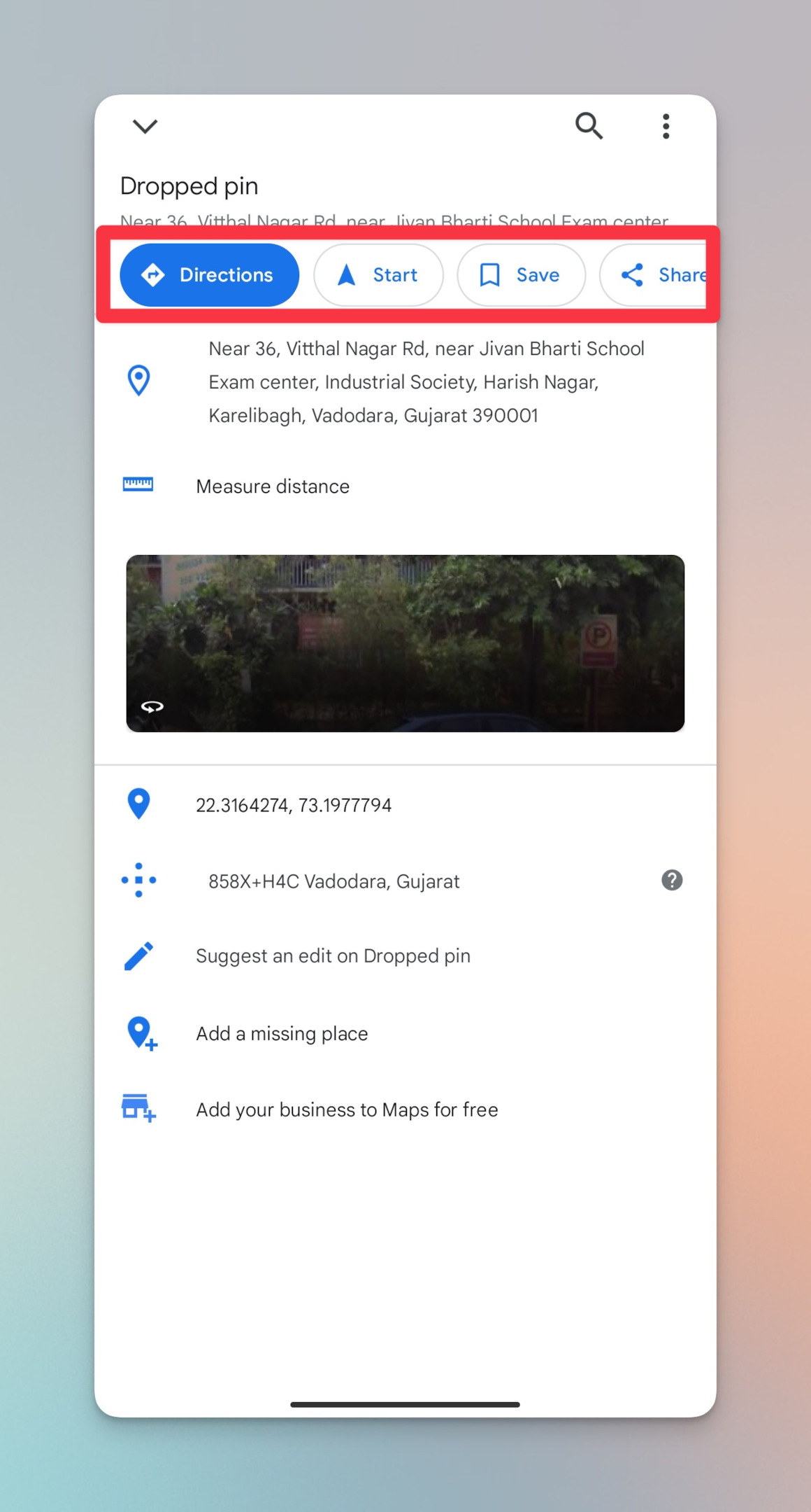 Remote.tools highlighting the menu box on Google maps for android