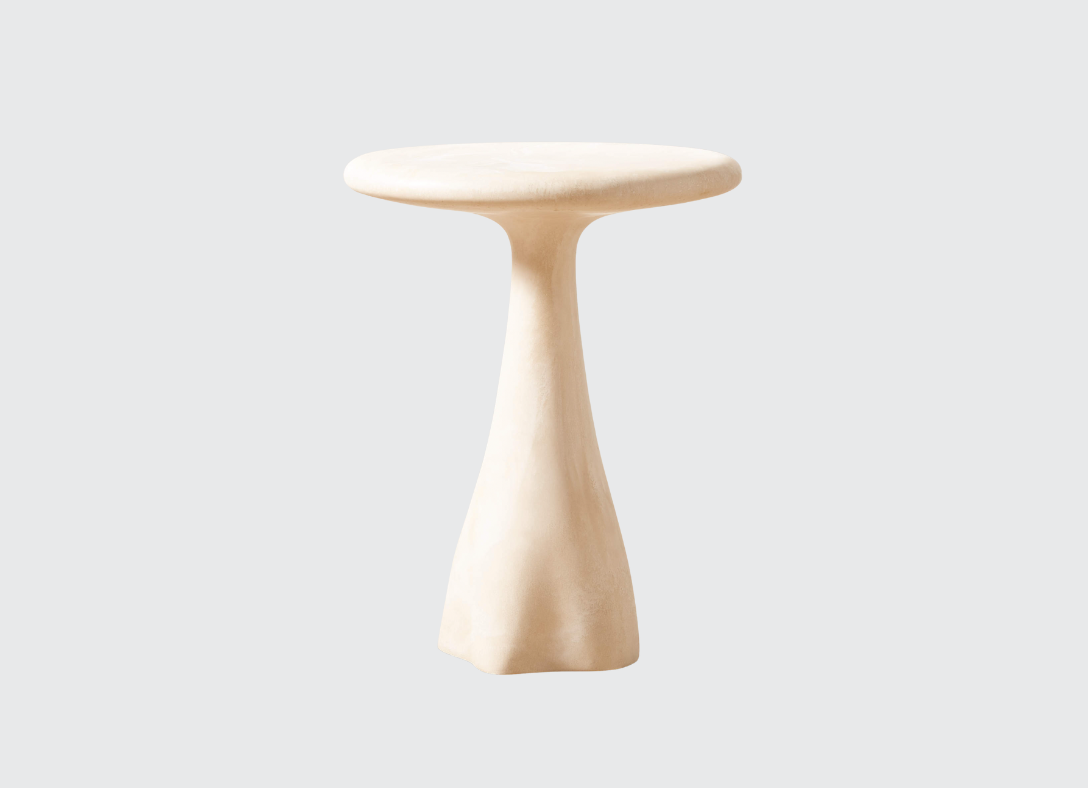 Espira Round Cream Marbled Resin Side Table from CB2