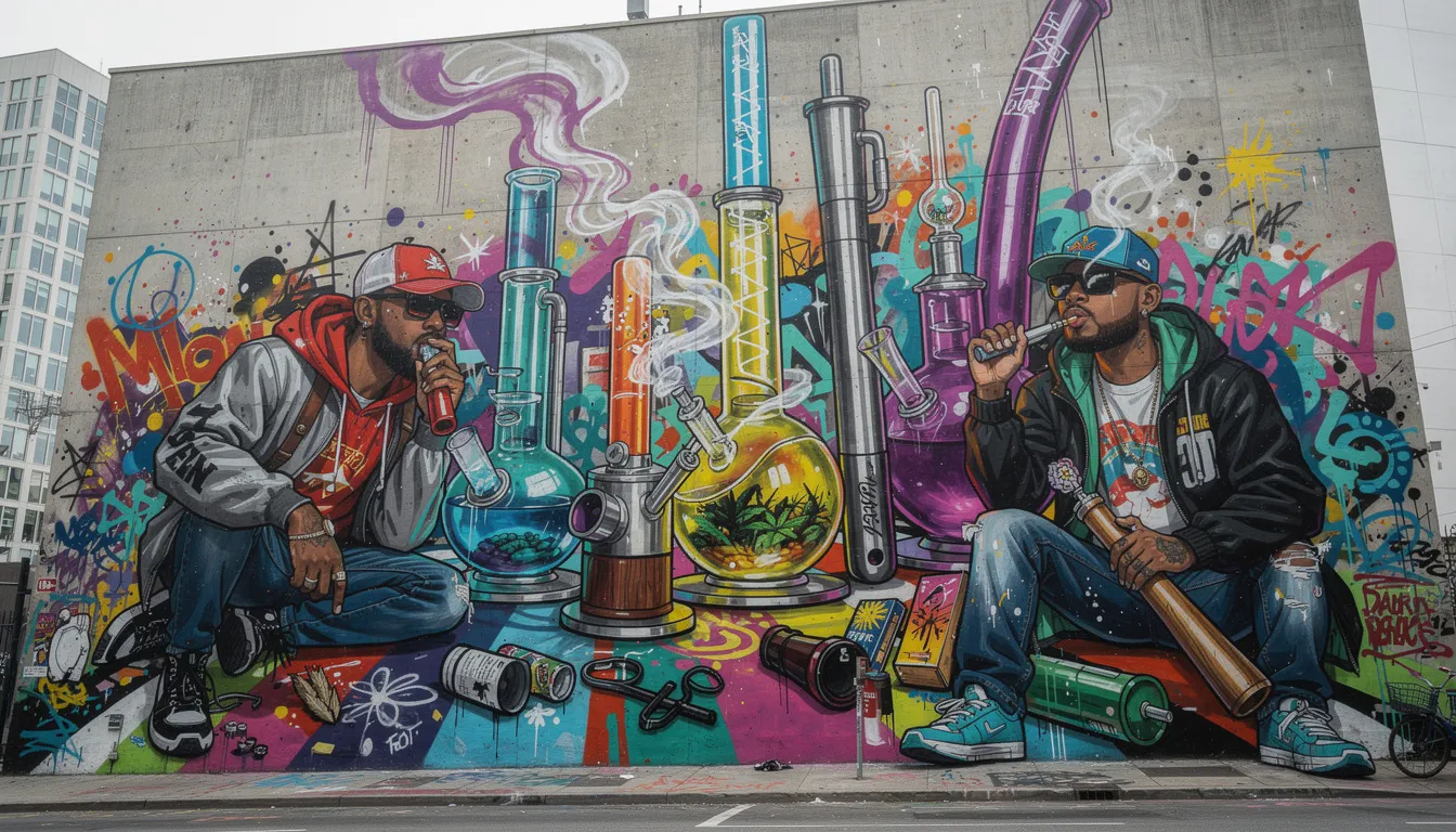 Alternativen zum klassischen Joint wie Pfeifen und Bongs werden gezeigt.