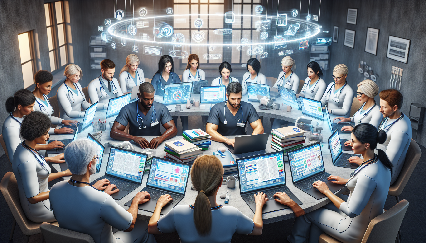 Illustration of nurses participating in continuous education