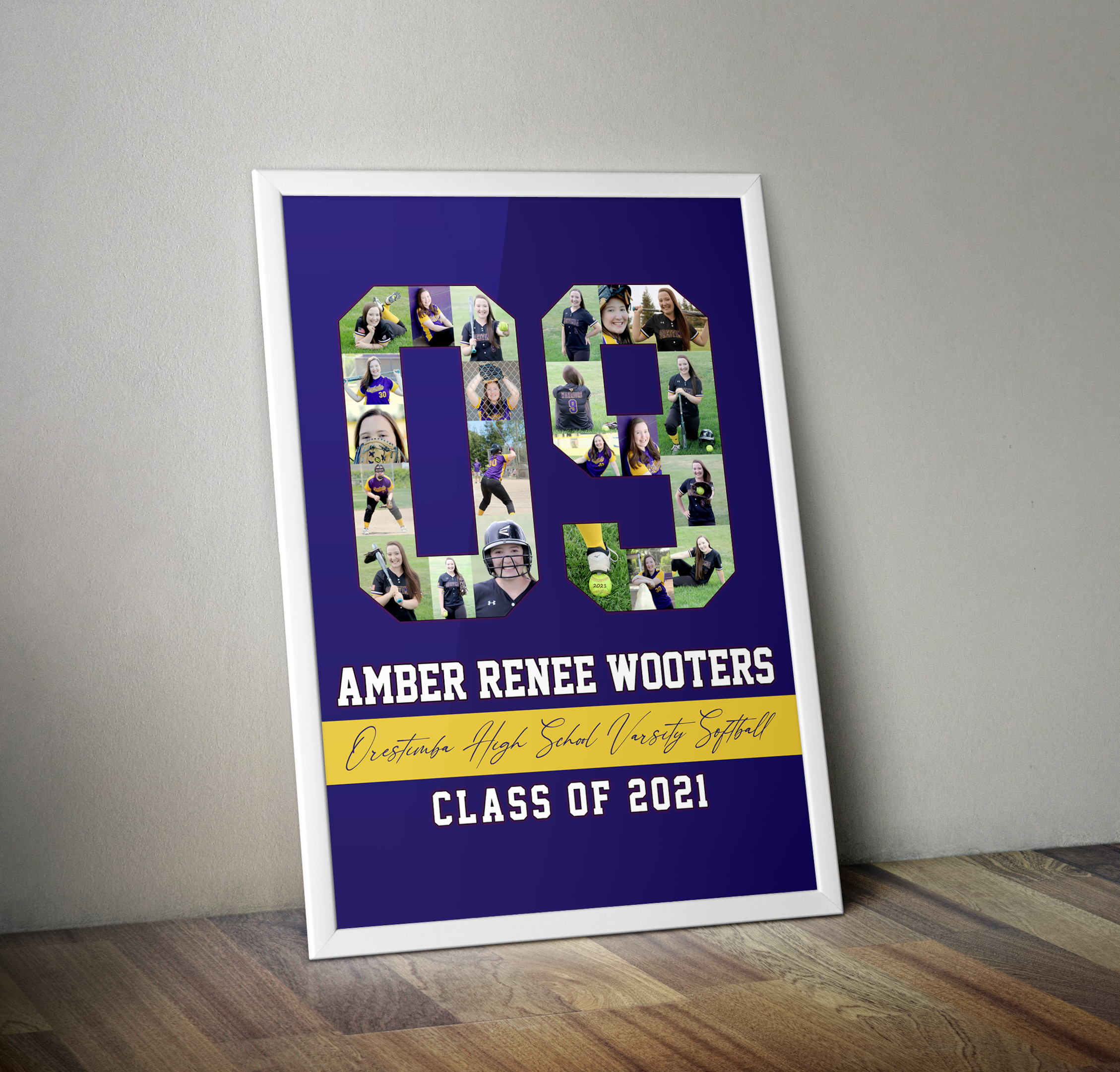 Our most popular softball gift are our custom posters for senior night.