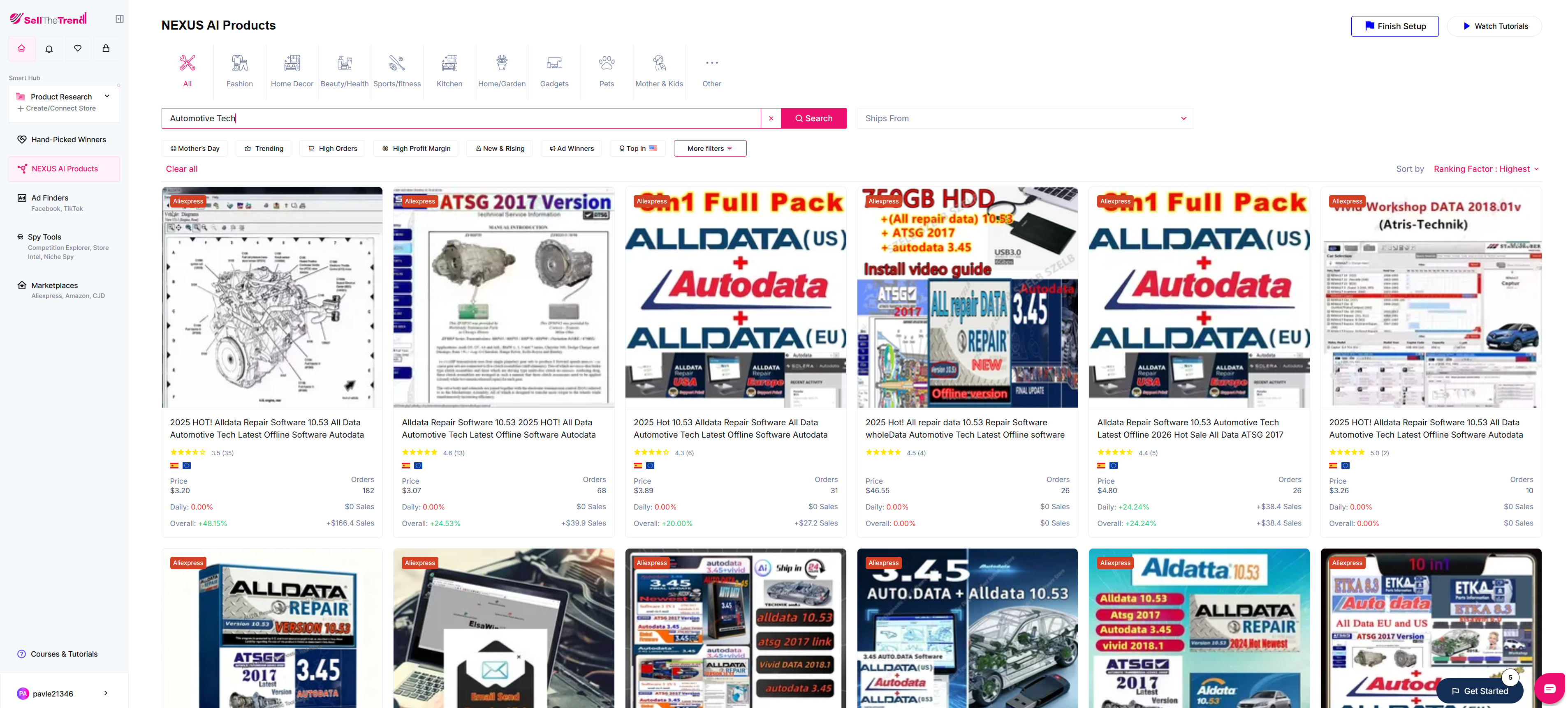 find dropshipping suppliers who sell auto tech products using sell the trend