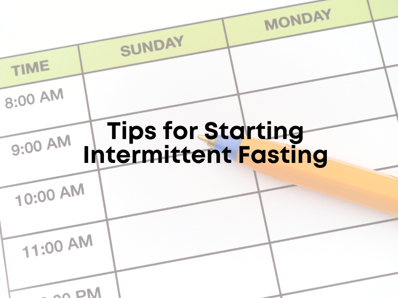 An image showing tips for starting an intermittent fasting pattern for weight management.