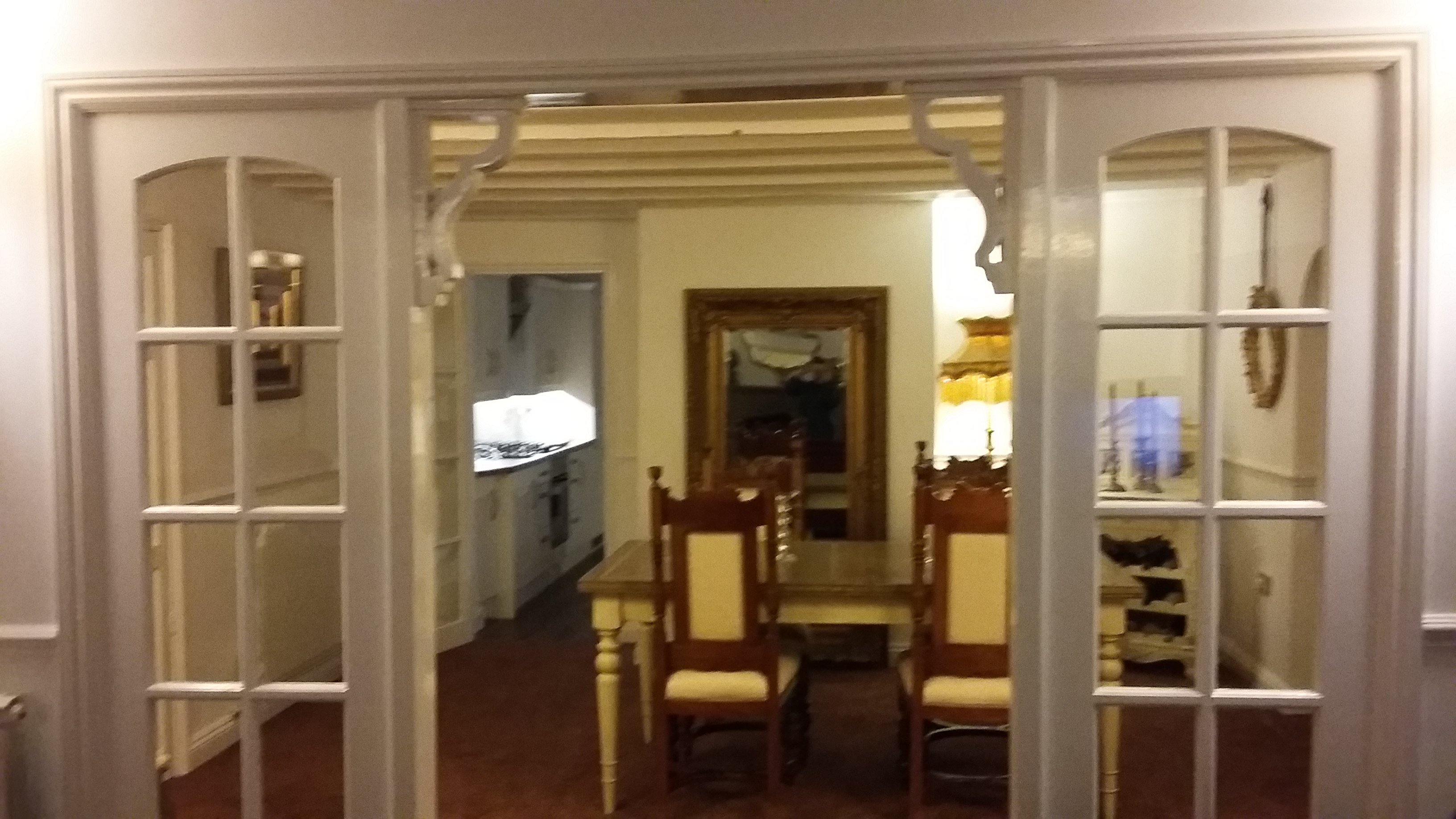 An example of corbels framing doorways in a home interior