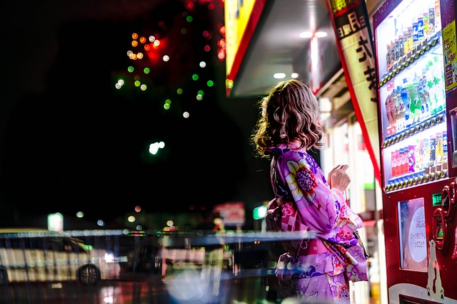 japan, vending machine, fireworks