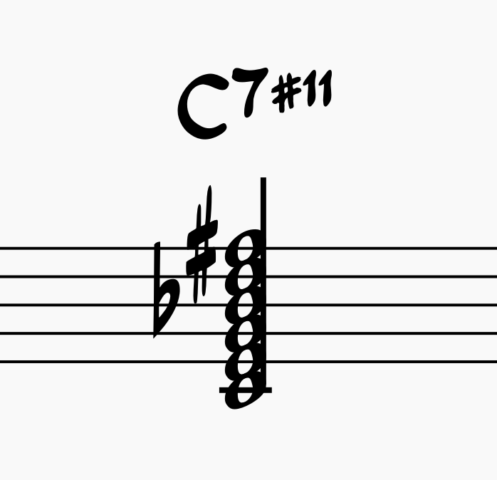 C7#11 Chord Showing One Altered Note