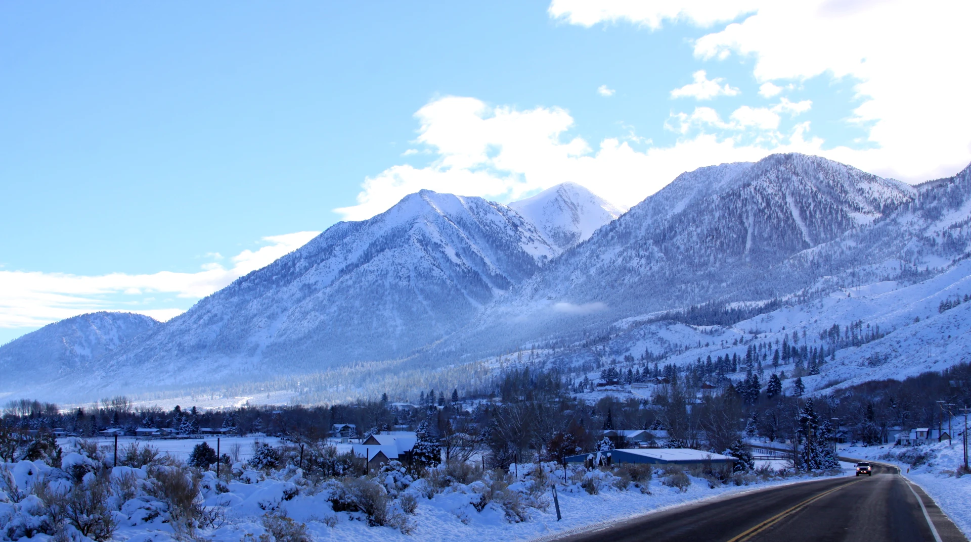 The Carson Valley snow-covered peaks