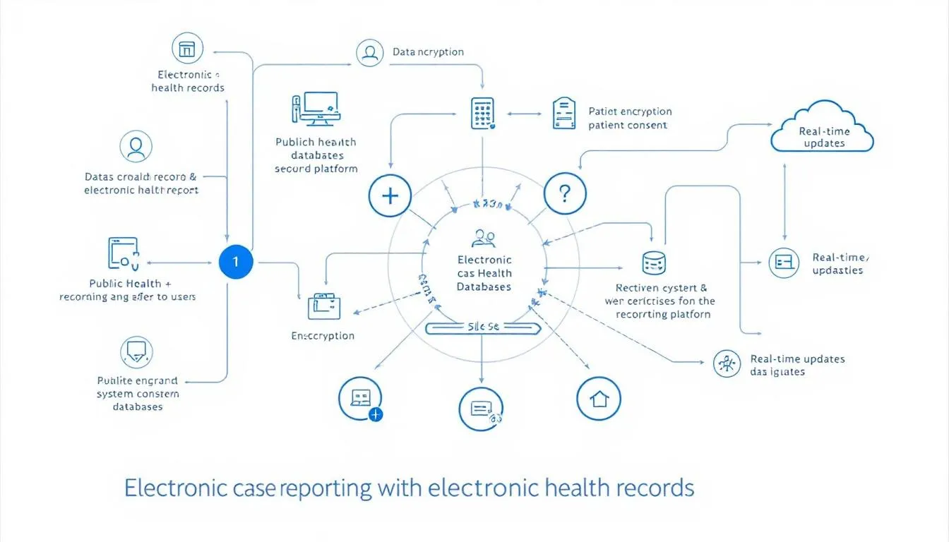 A diagram showing the integration of electronic case reporting with electronic health records.