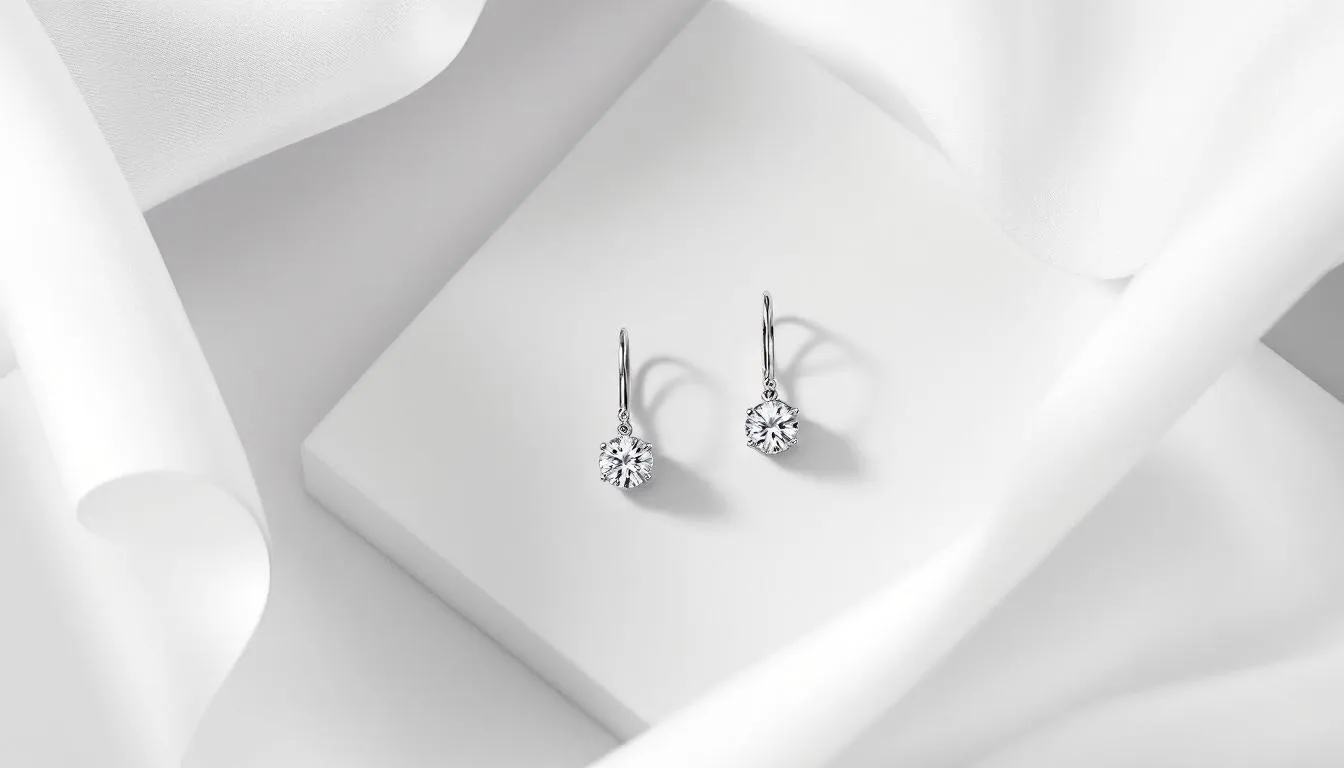This image showcases a stunning collection of zirconia diamond earrings, crafted from sterling silver and designed to add a touch of elegance to any outfit. The beautiful earrings sparkle with brilliance, making them the perfect pair for special occasions or as a thoughtful gift.