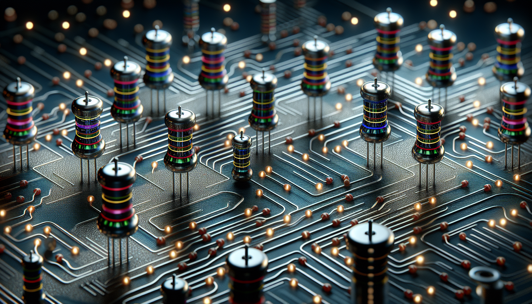 Illustration of electronic circuit with inline resistors