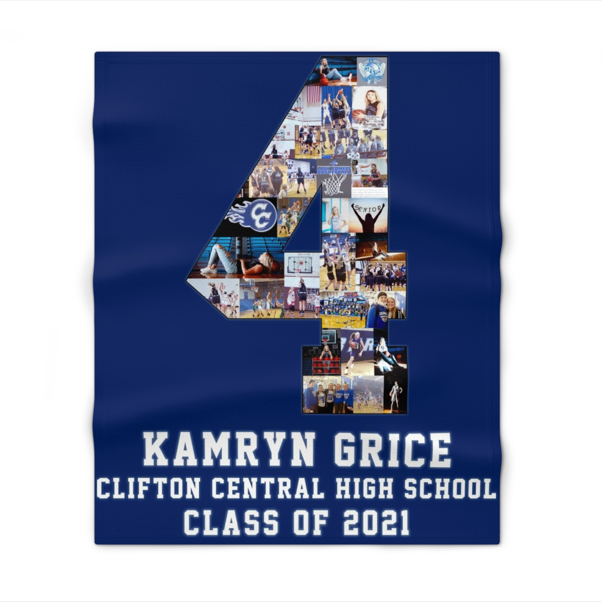 A great quality throw blanket with your player's best memories is an amazing gift for senior night.