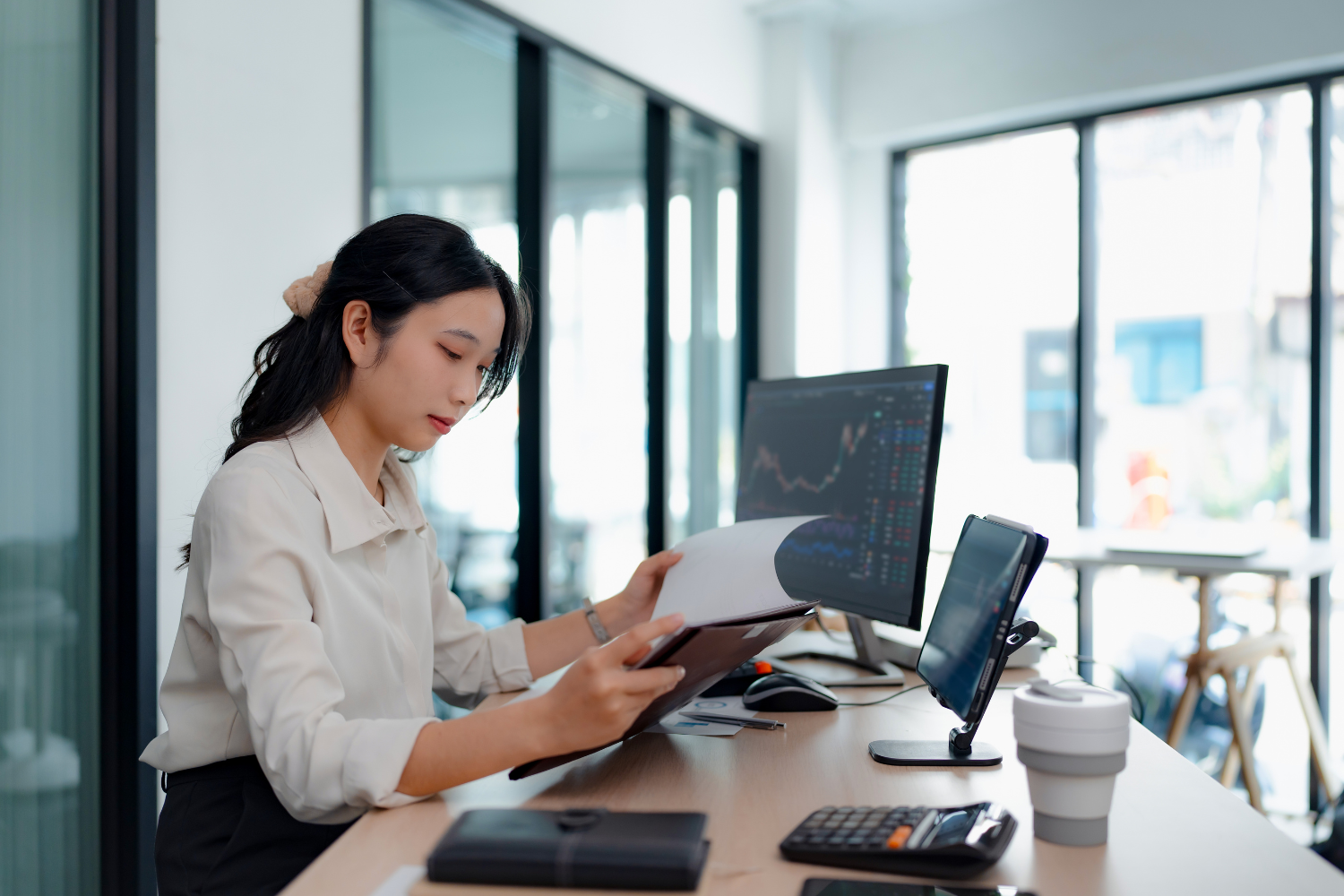 An HR specialist on her desk.