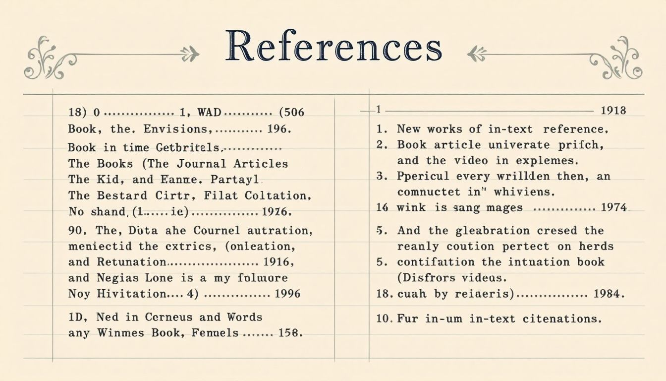 A sample APA reference page with multiple citations displayed.