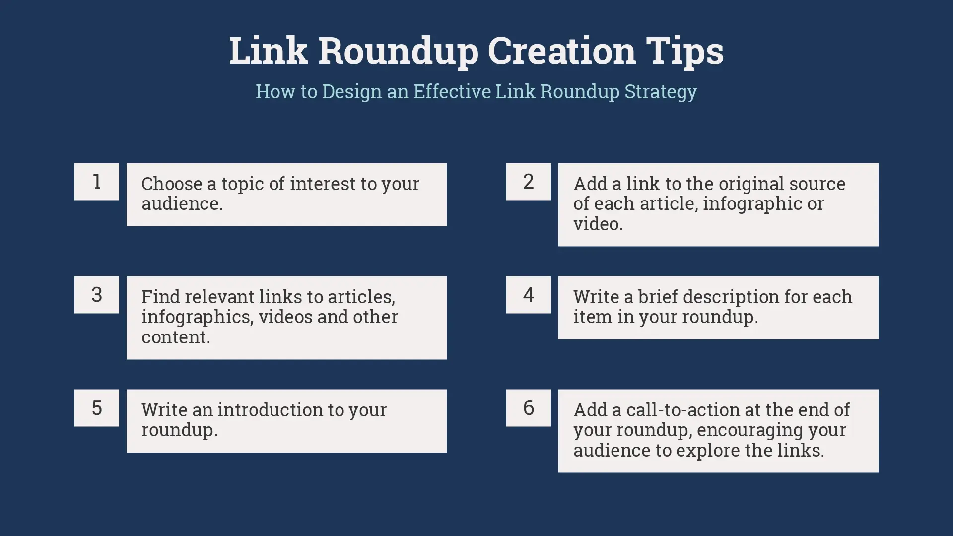 graphic of link roundup curation tips