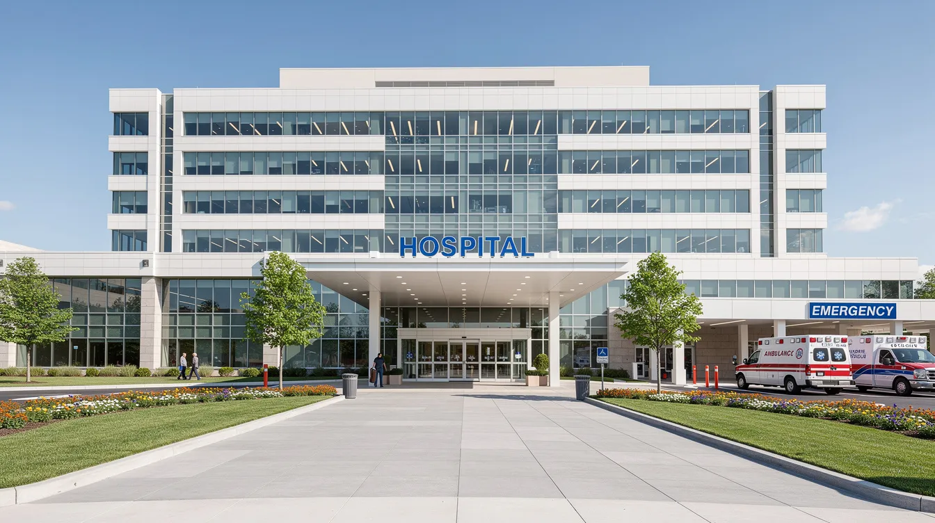 f8036954 cef4 4dc9 a36e 5c91998927fc The image depicts a modern hospital building with a landscaped entrance and an ambulance bay, emphasizing its role in providing essential cancer treatment services. This facility is designed to support patients and enhance their care experience while ensuring effective working capital management for ongoing growth and development.