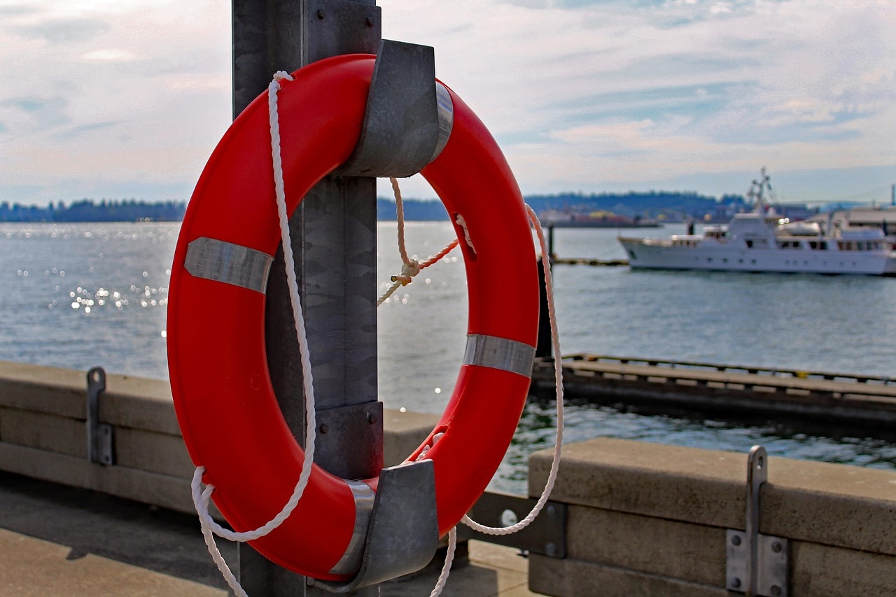 Life buoy on shore for quick deployement.