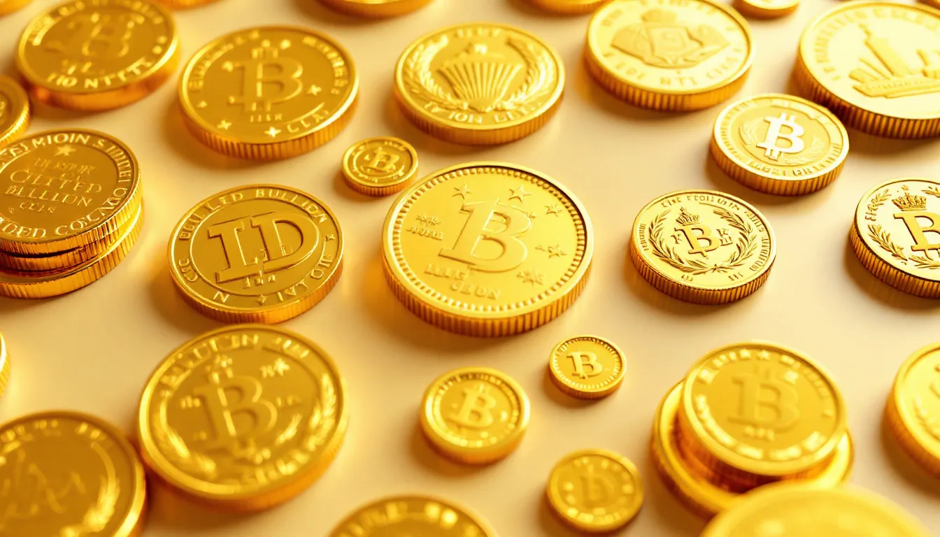 Obrazek przedstawiający złote monety bulionowe jako inwestycję.