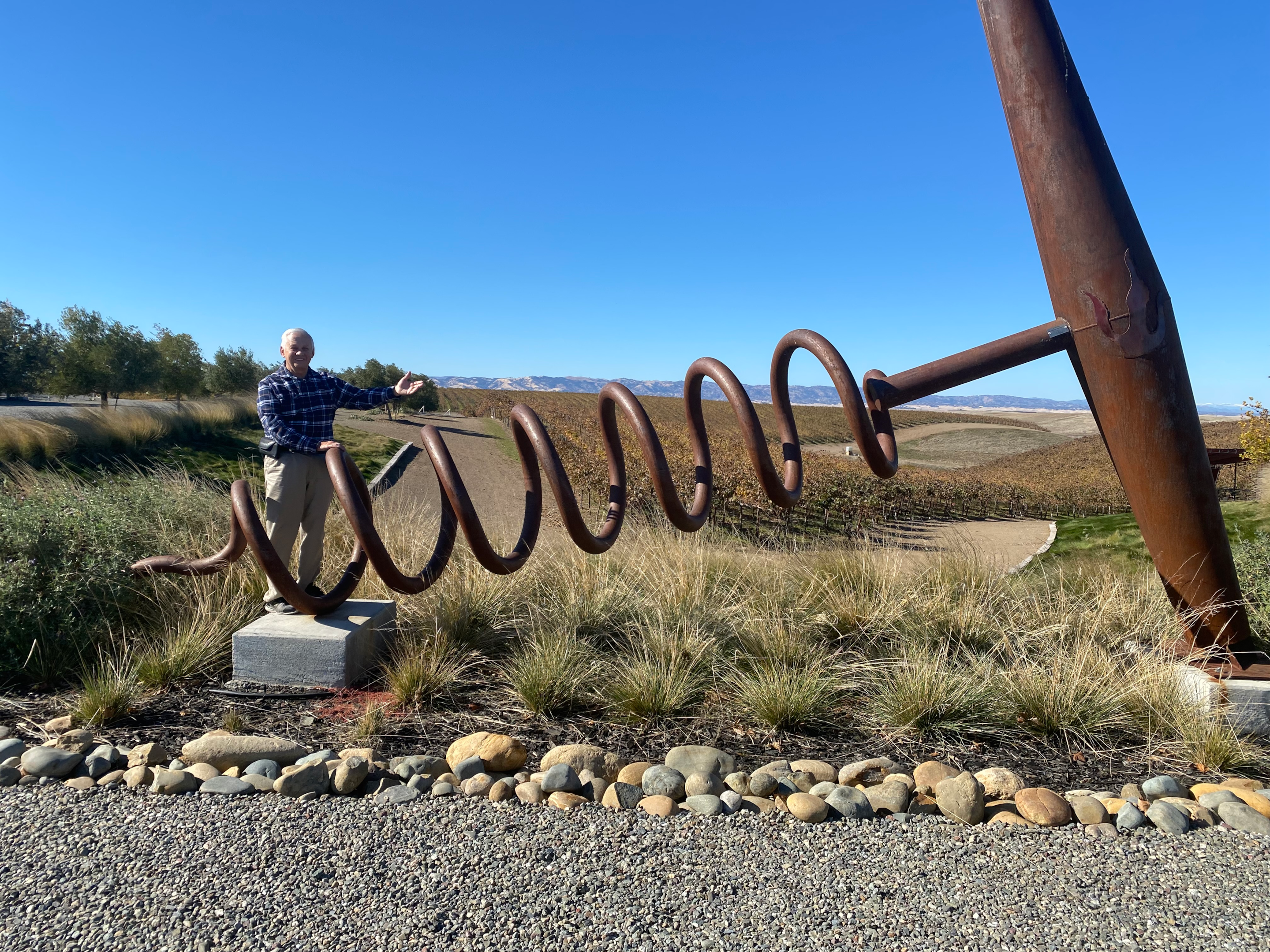 huge corkscrew at winery near Sacramento CA 