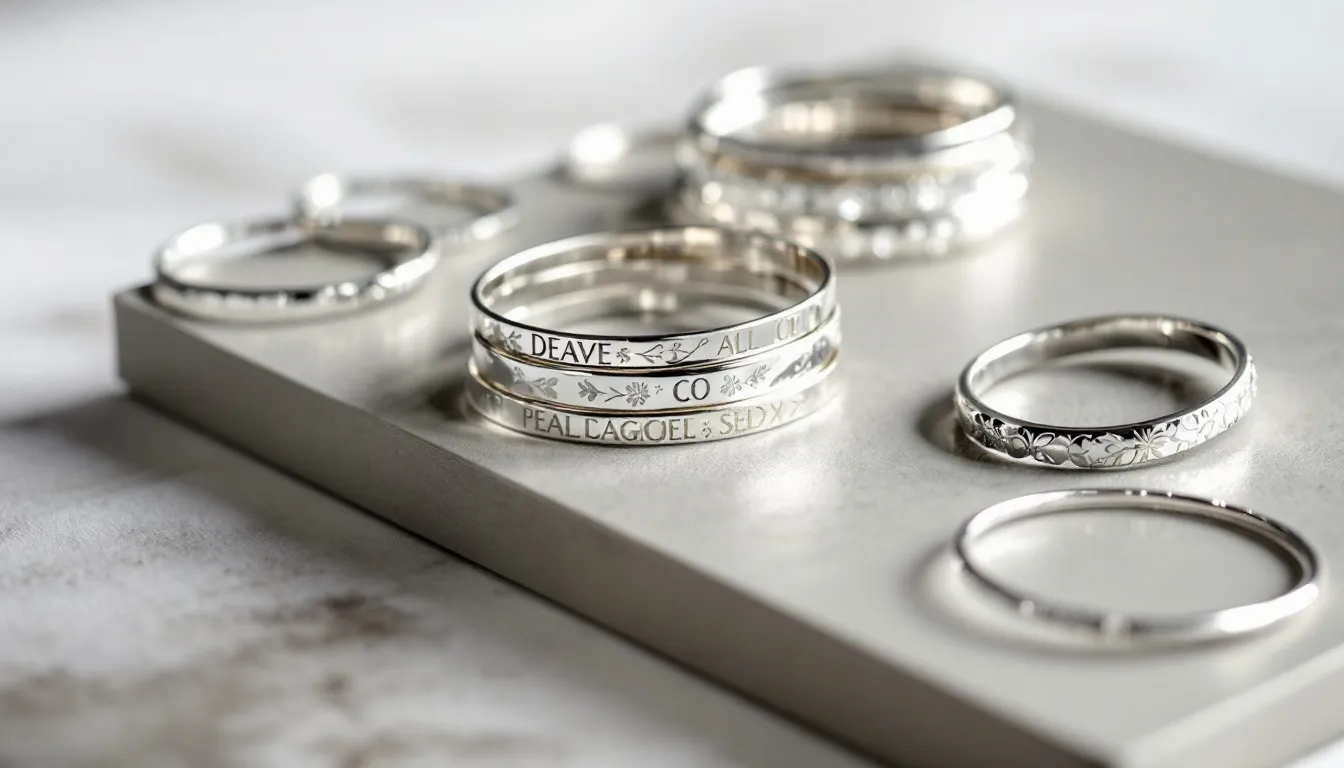 A visually appealing assortment of silver bangles showcases various styles, including solid sterling silver bangles and intricately crafted designs, perfect for enhancing any jewellery collection. This image highlights the timeless beauty and modern sophistication of ladies bangles, making them an ideal choice for both everyday wear and special occasions.