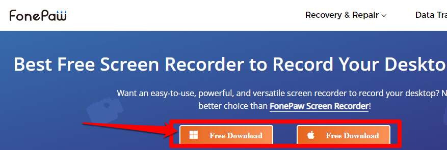 Fonepaw screen recorder download page