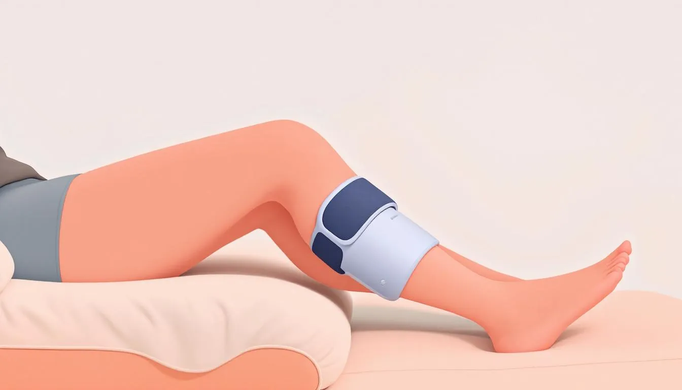 An illustration depicting how a knee massager works.