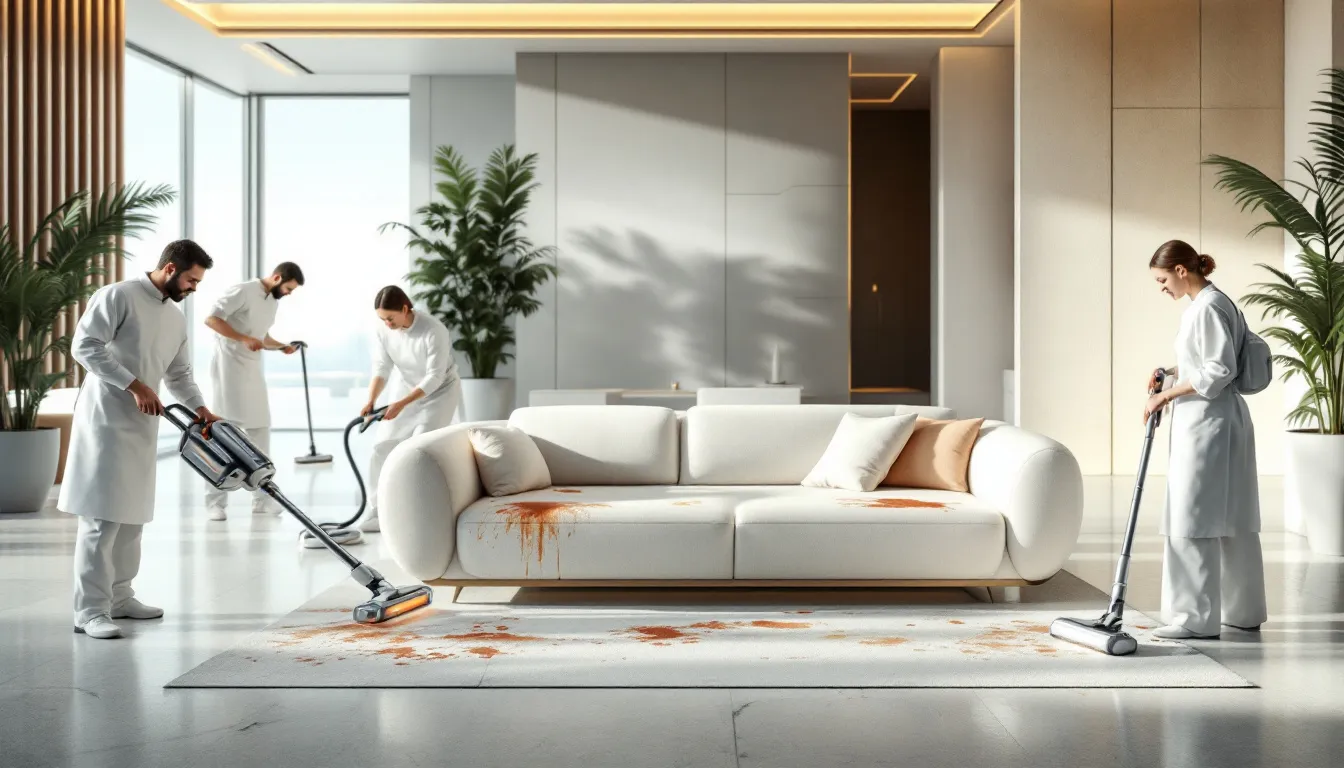 Advanced cleaning methods being utilized for sofa cleaning.