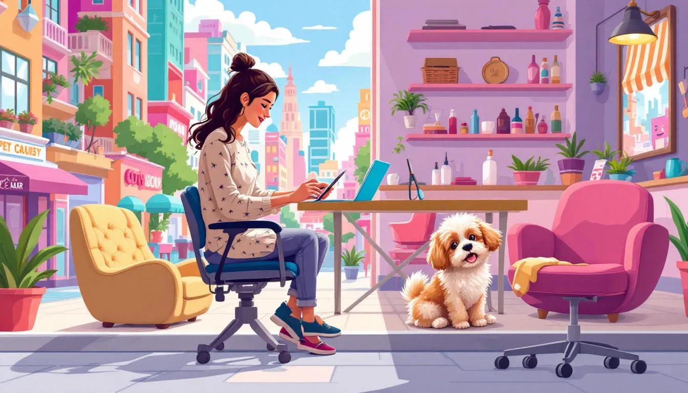 A pet owner booking grooming services for their furry friend online.