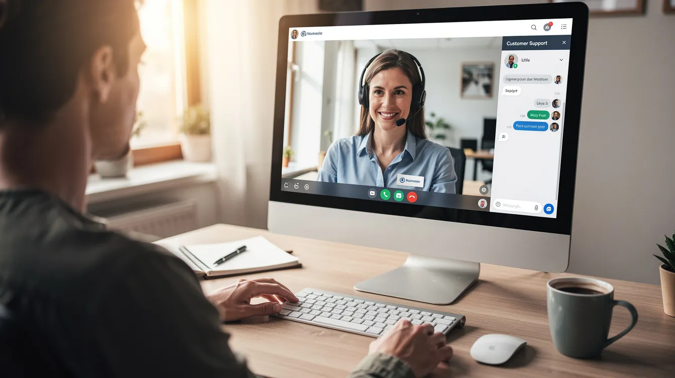 A person is engaged in a chat conversation with a customer support representative on their computer, discussing issues related to their account, including forgotten login details and trouble logging in. They are seeking assistance to reset their password and recover access to their account.