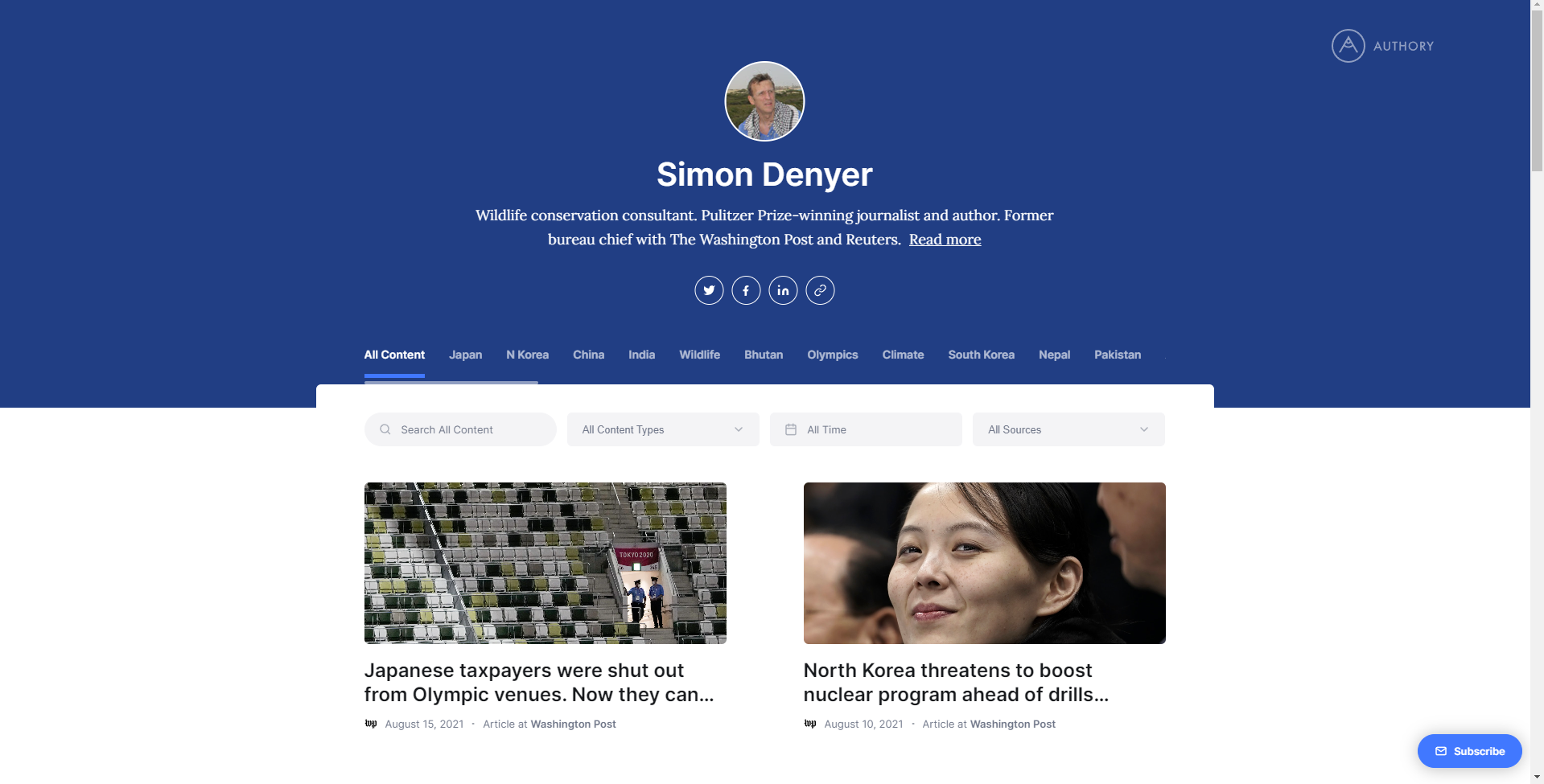 Simon Denyer's portfolio on Authory