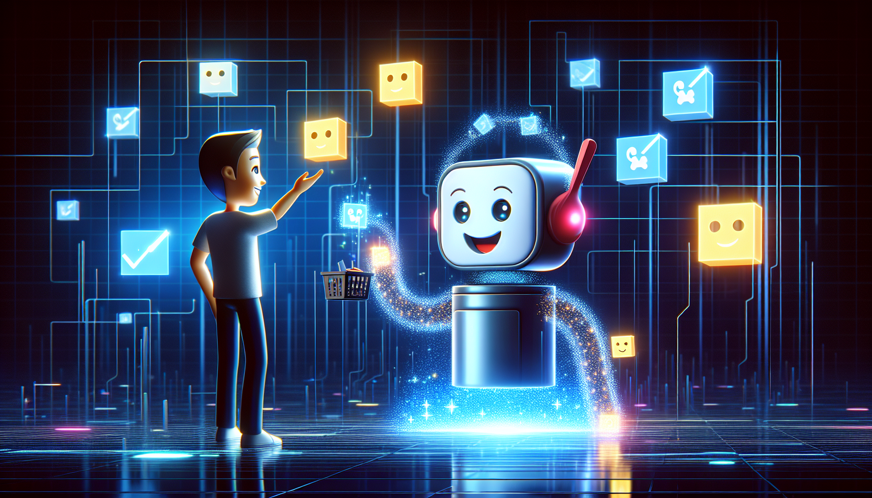 Illustration of user engaging with personalized AI character