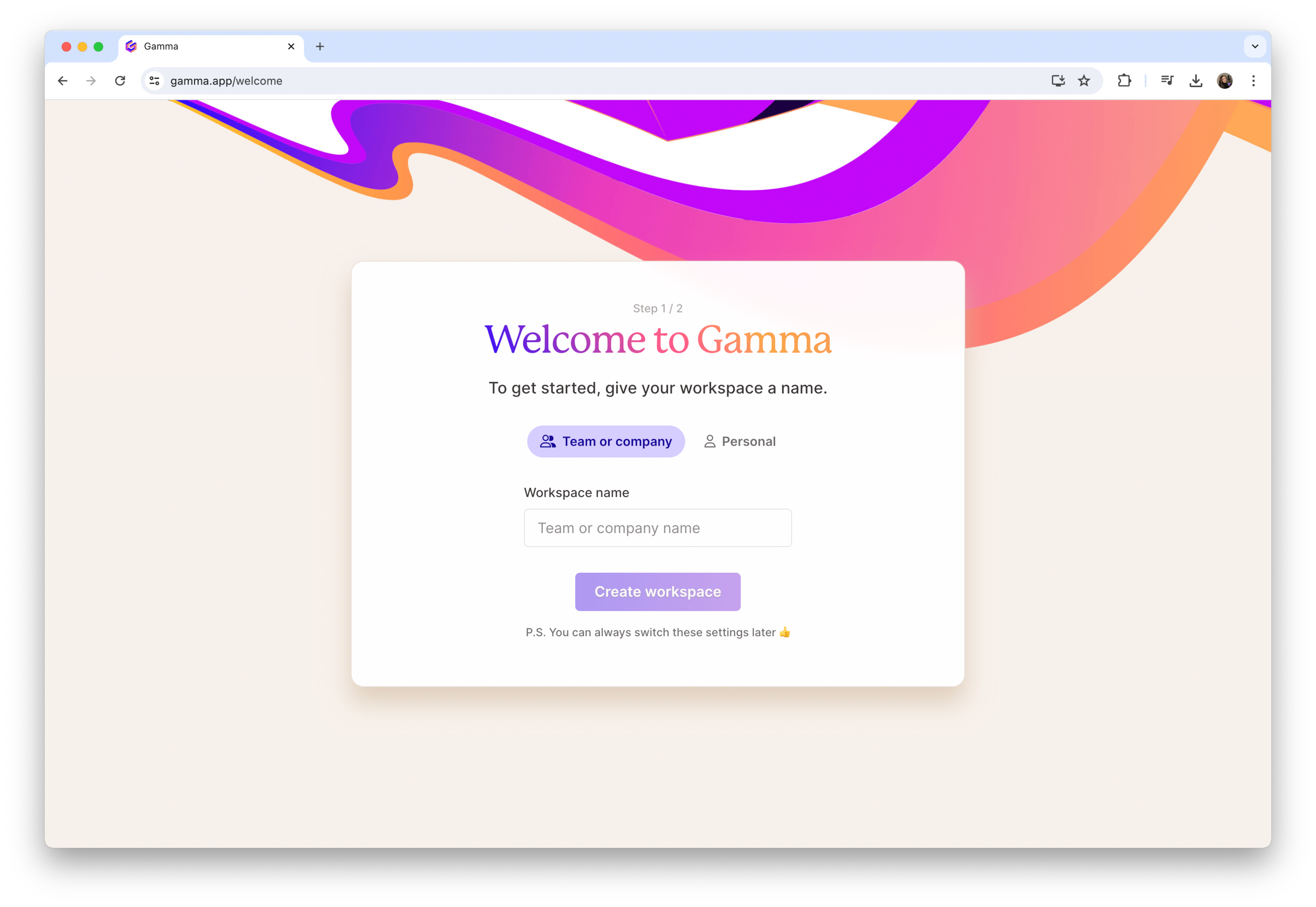 Creating a Gamma AI account