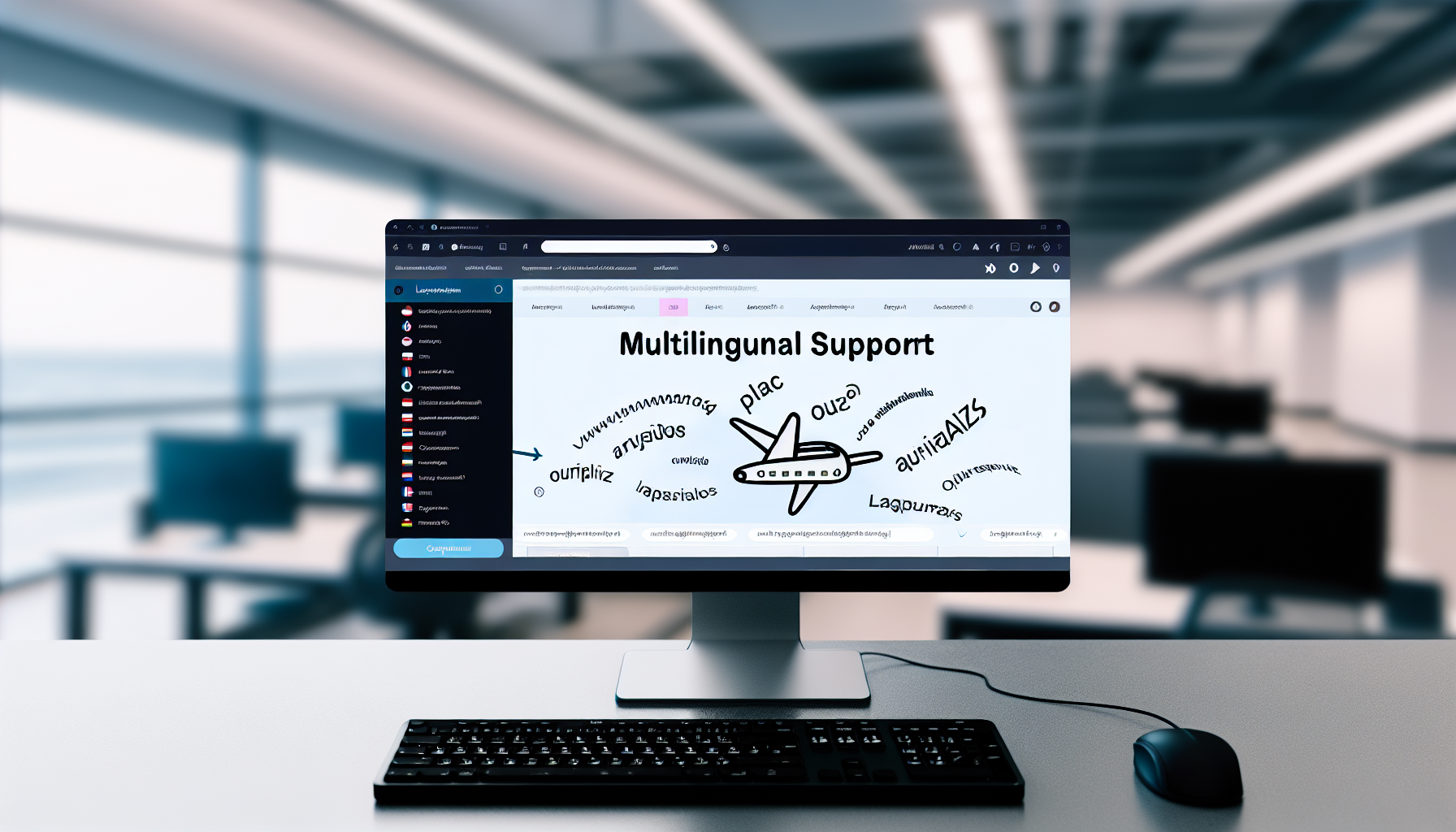 Photo of a multilingual support feature in an aviation LMS