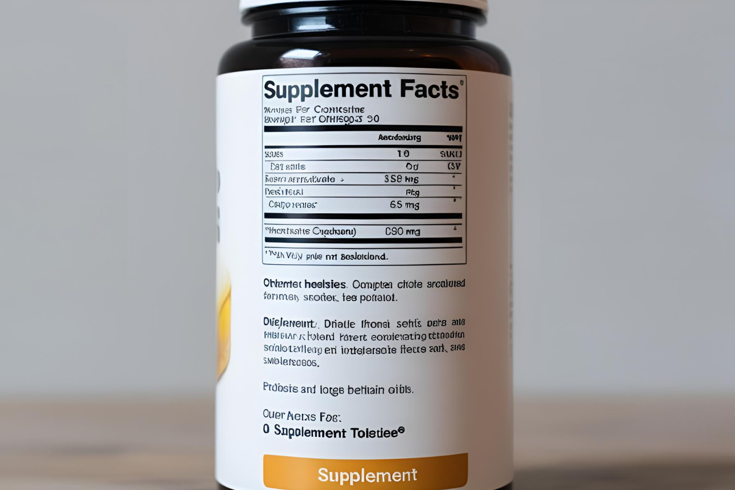 Sample of supplement bottle.