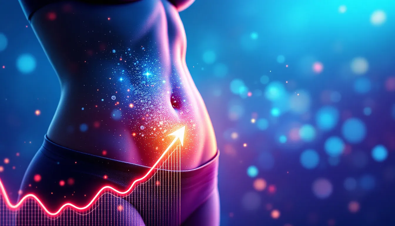 A visual representation of belly fat reduction through peptide action.