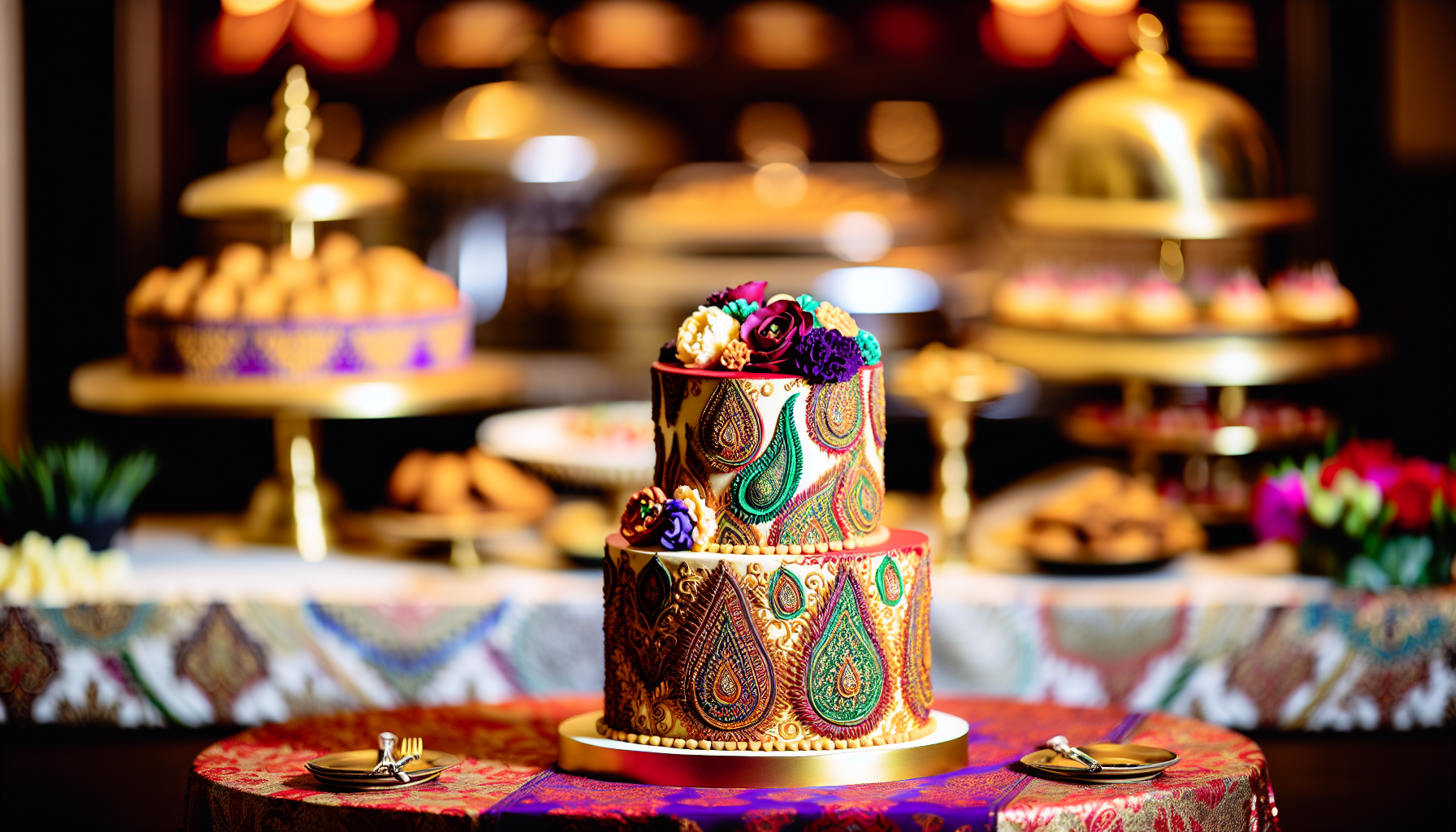 An exquisite Indian-inspired birthday cake for a special celebration