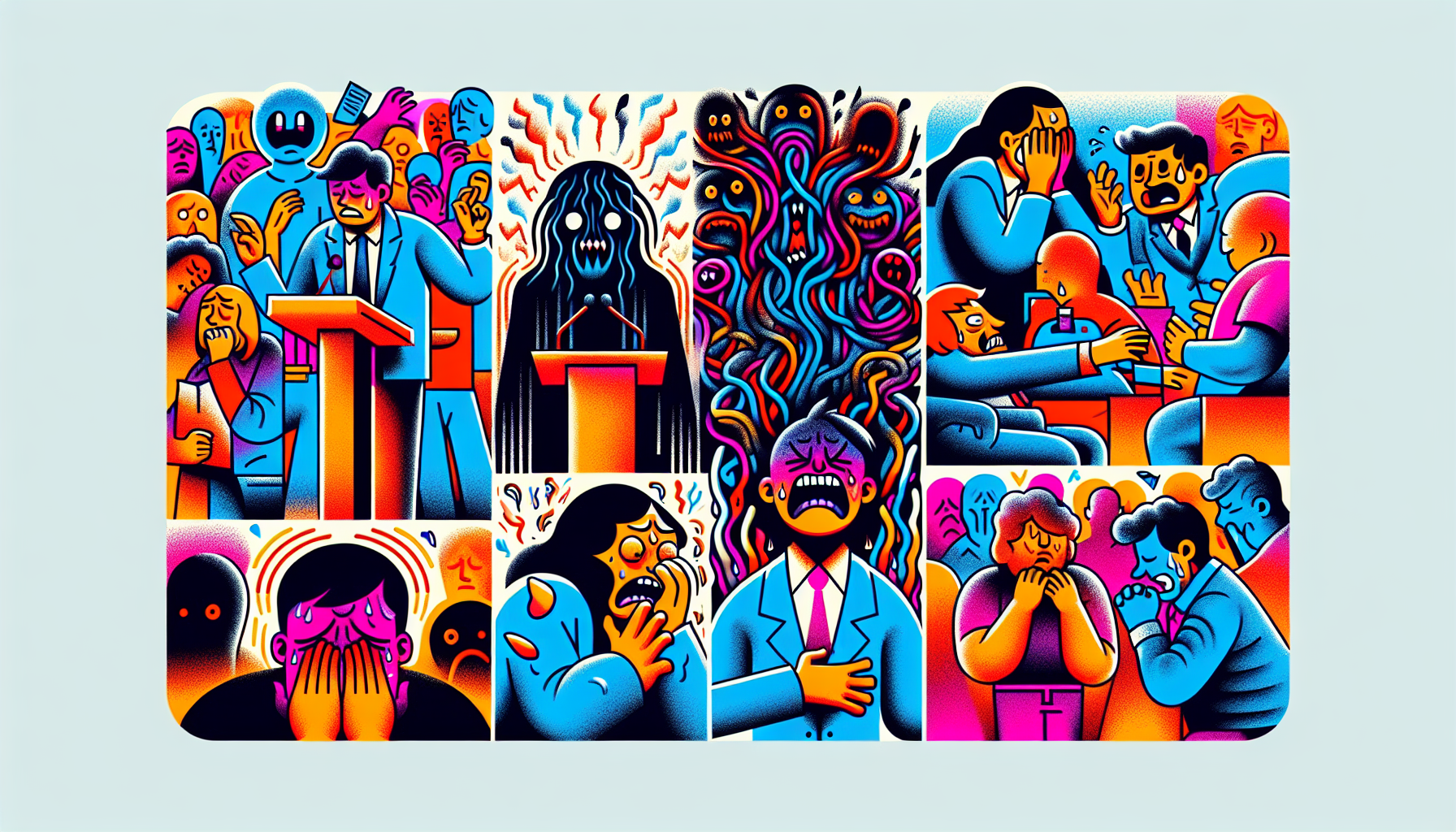 An illustration depicting various emotions associated with fear and anxiety.