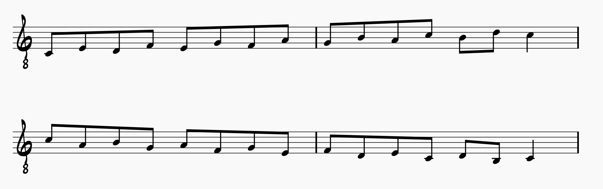 C major scale played in thirds ascending and descending (major scale starting on C)