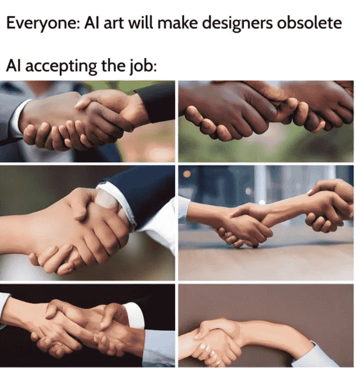Meme about AI replacing designers. Credit: Memedroid webiste