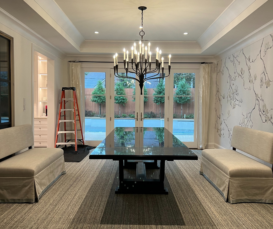 an unfinished dining room