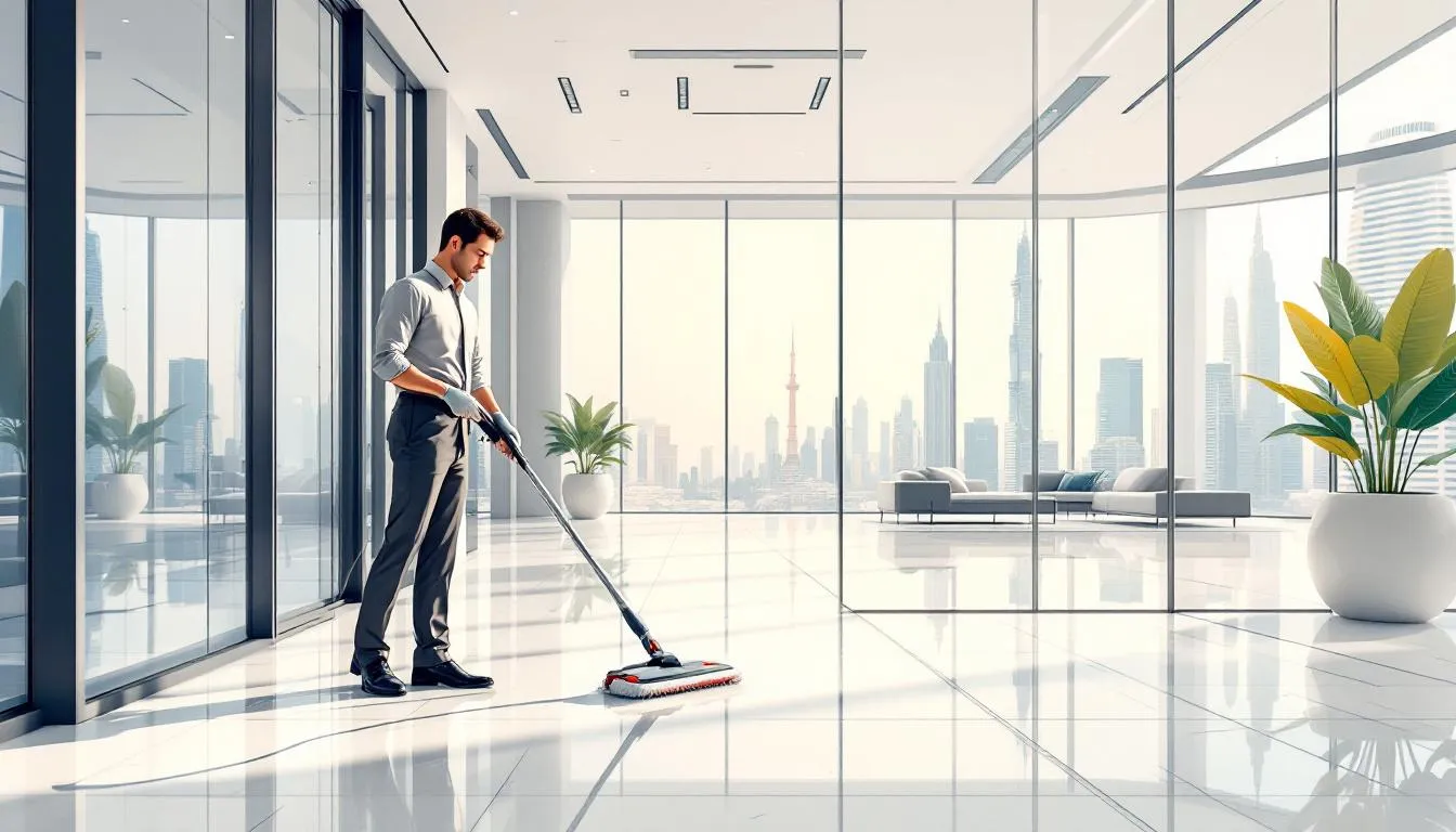 A professional cleaner providing deep cleaning service in Dubai.
