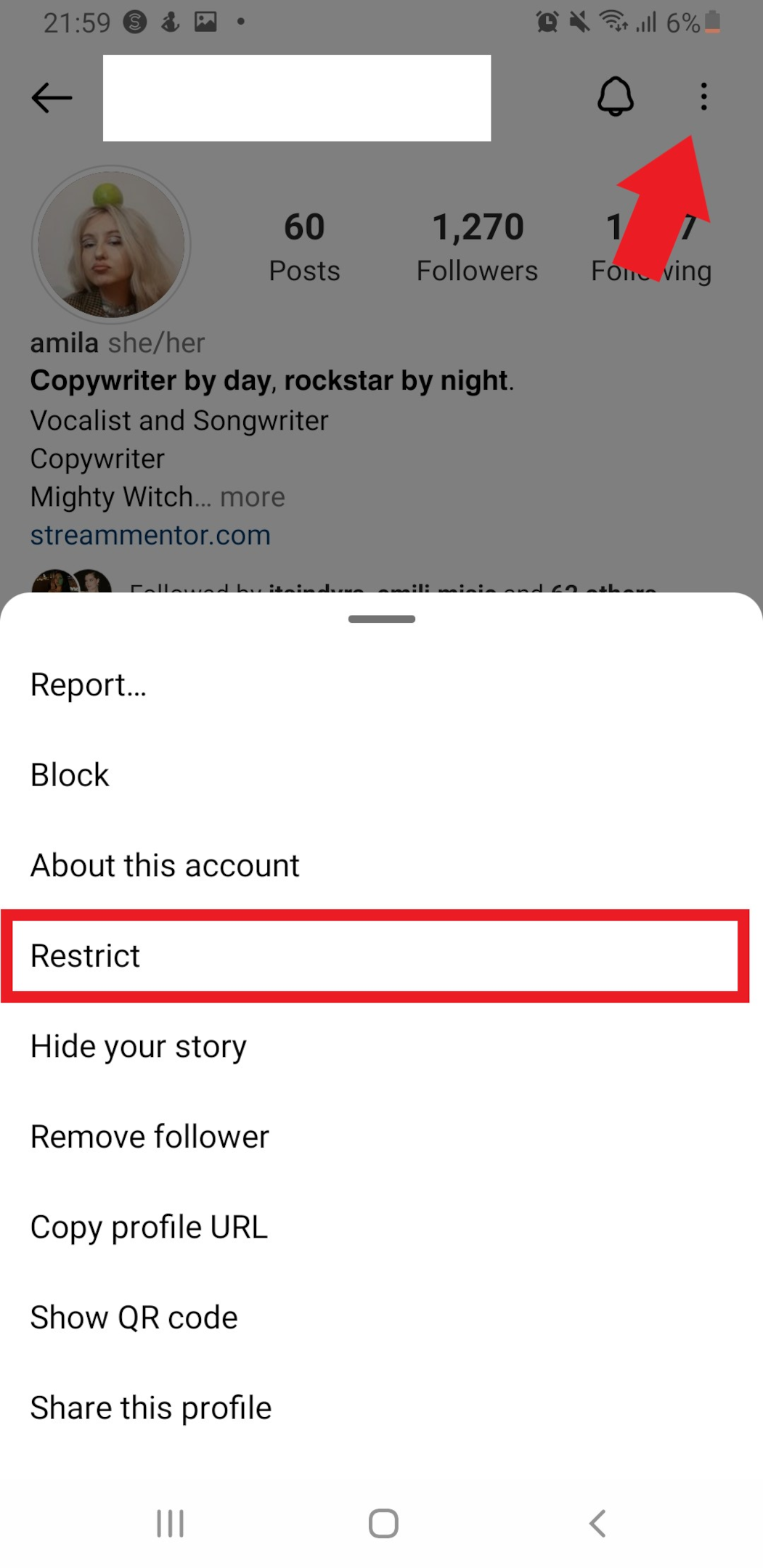 restrict on instagram