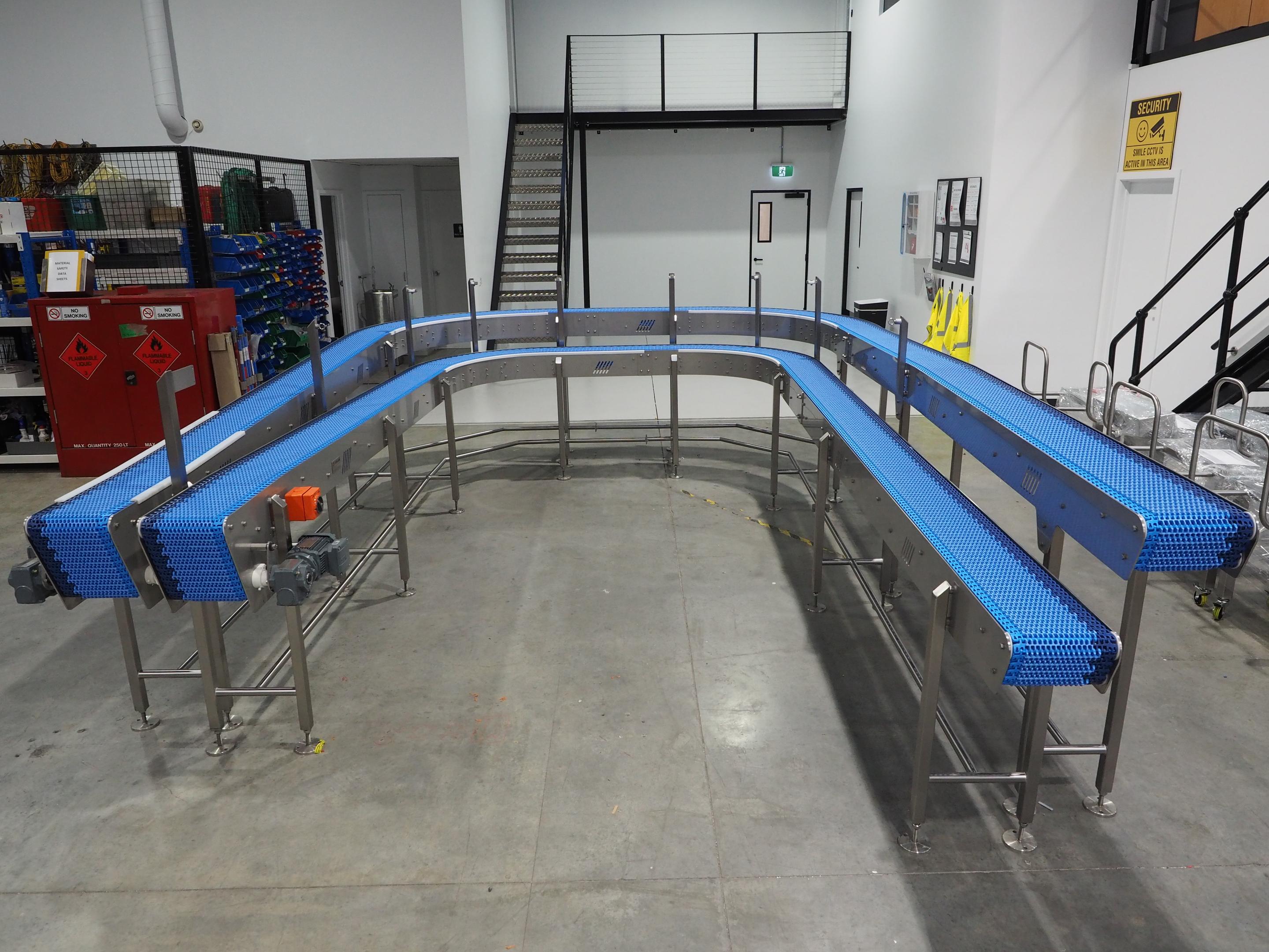 Jarlam uses quality food grade 304/316L stainless steel and modulated belts for there hygienic designed conveyors.