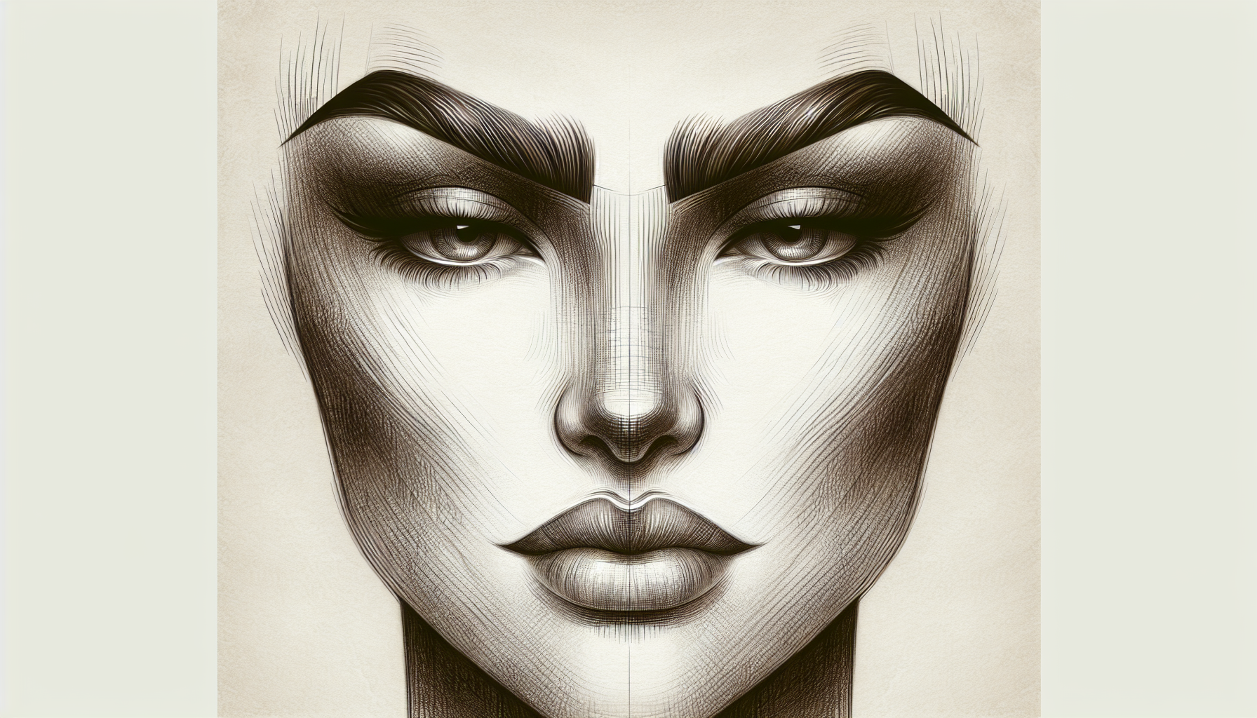 An artistic depiction of broader eyebrow shapes with a visible angle for square face shapes