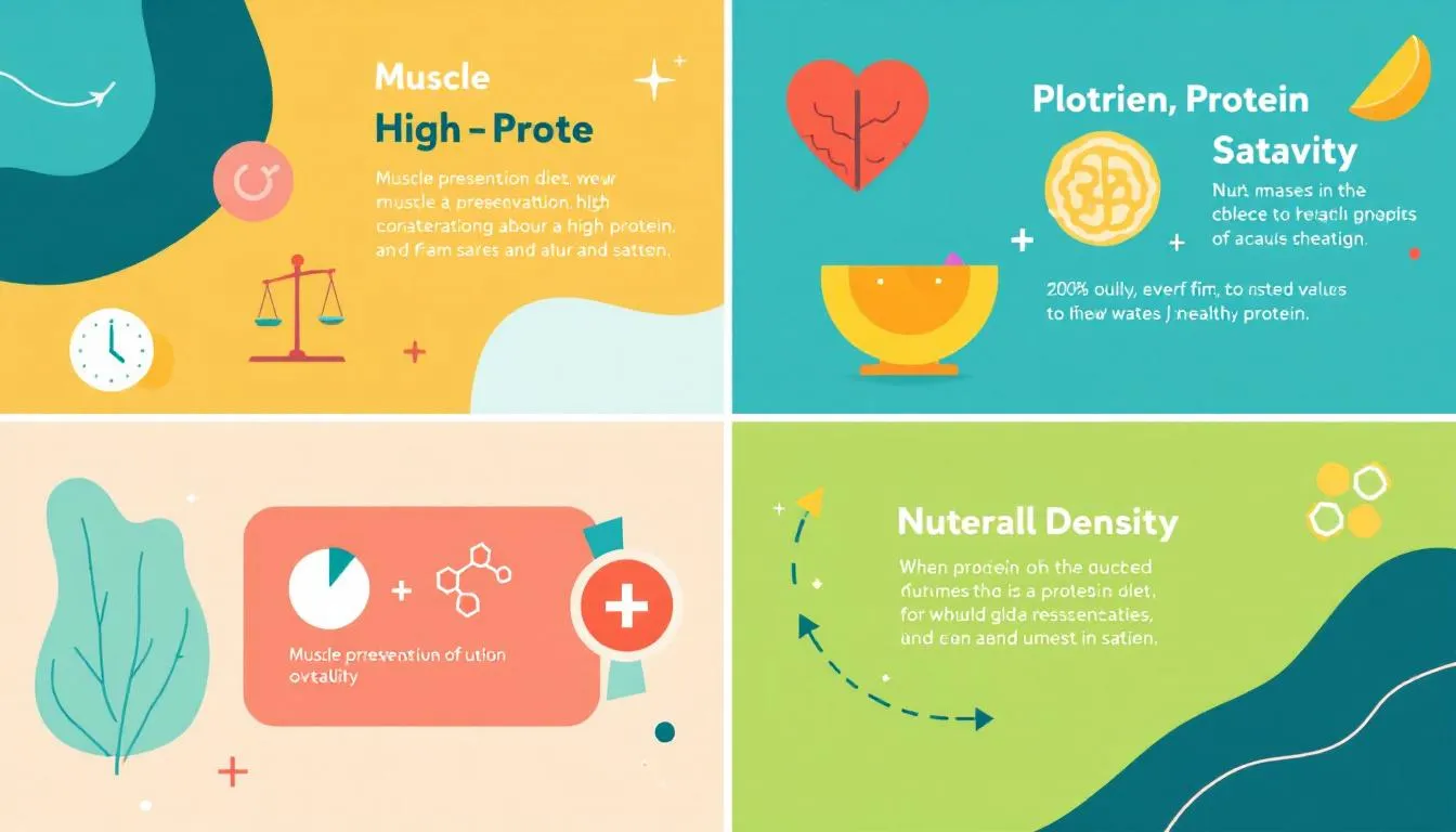 An infographic illustrating the long-term benefits of a high protein diet for weight maintenance and overall health.