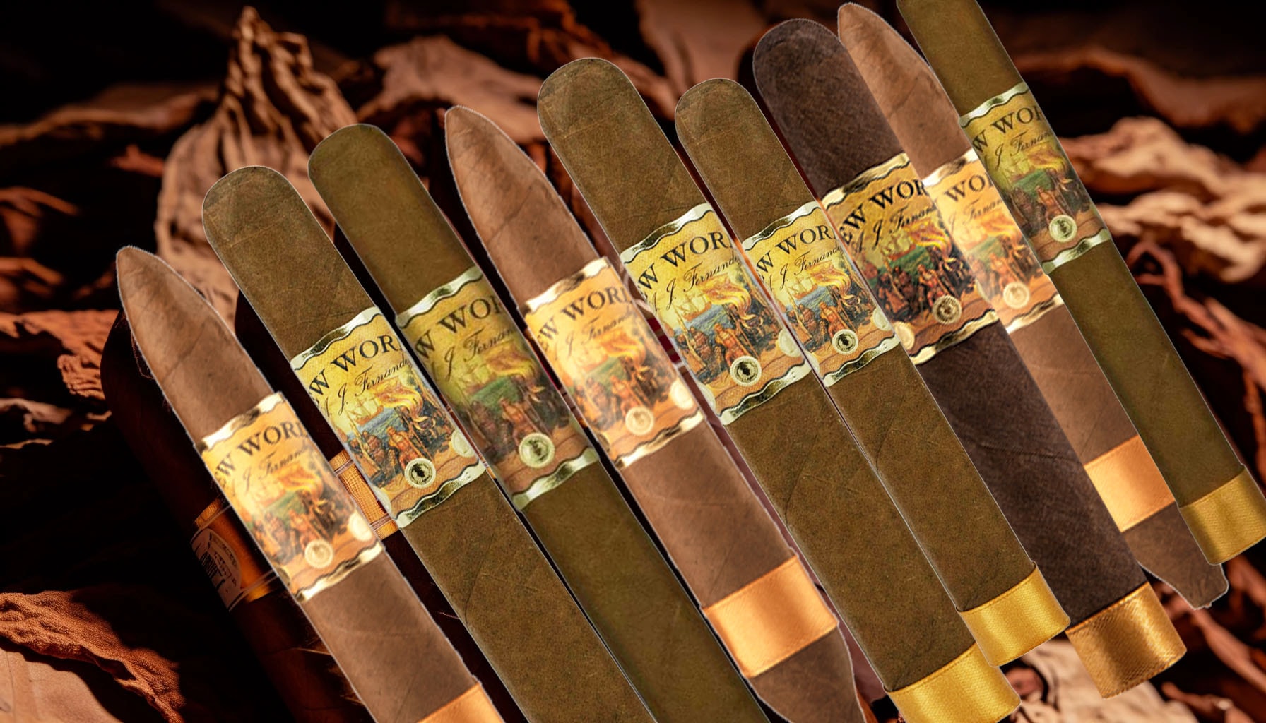 A variety of New World Dorado cigars in different sizes