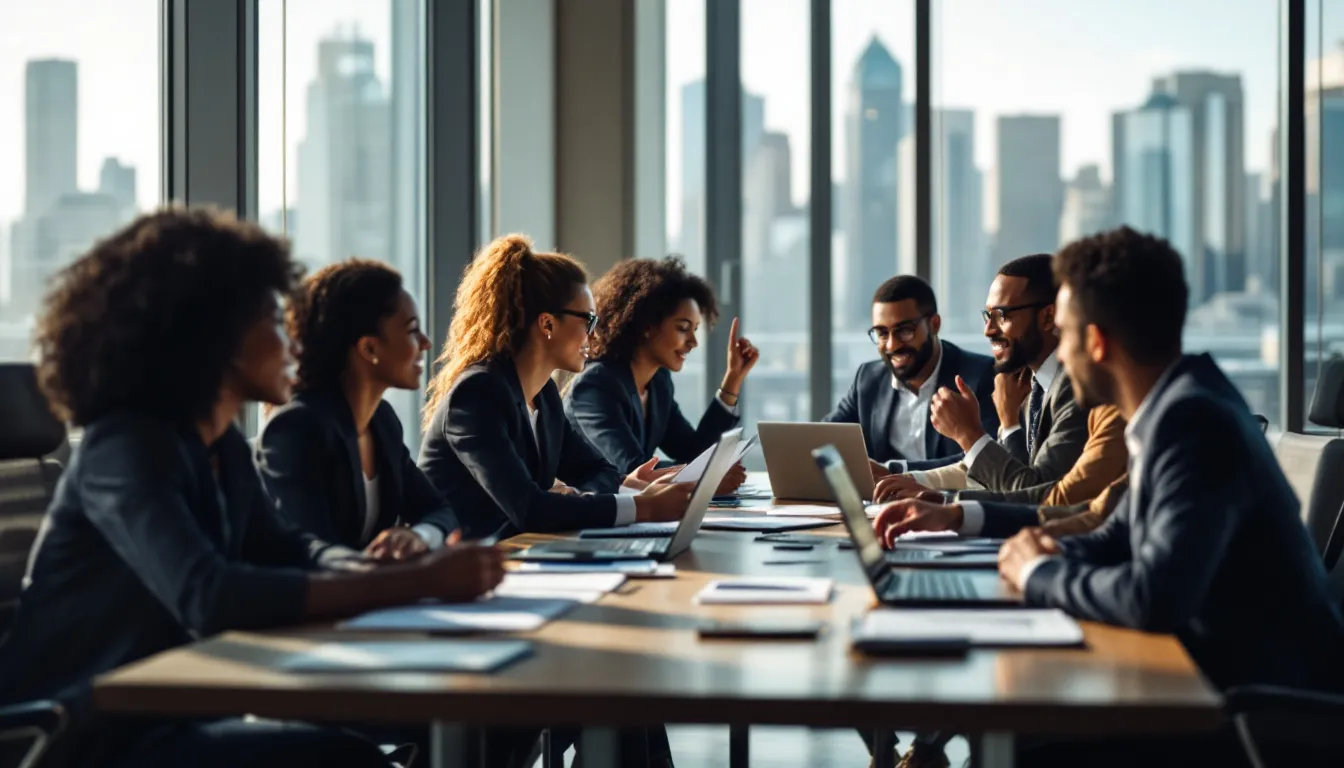 The image depicts a digital advertising strategy focused on audience targeting, showcasing various ad formats such as video ads and sponsored questions. It emphasises the role of AI-powered search engines and ad networks in optimising search results and enhancing brand awareness for businesses.