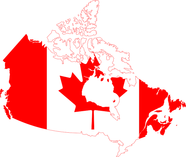 flag, canada, geographic map